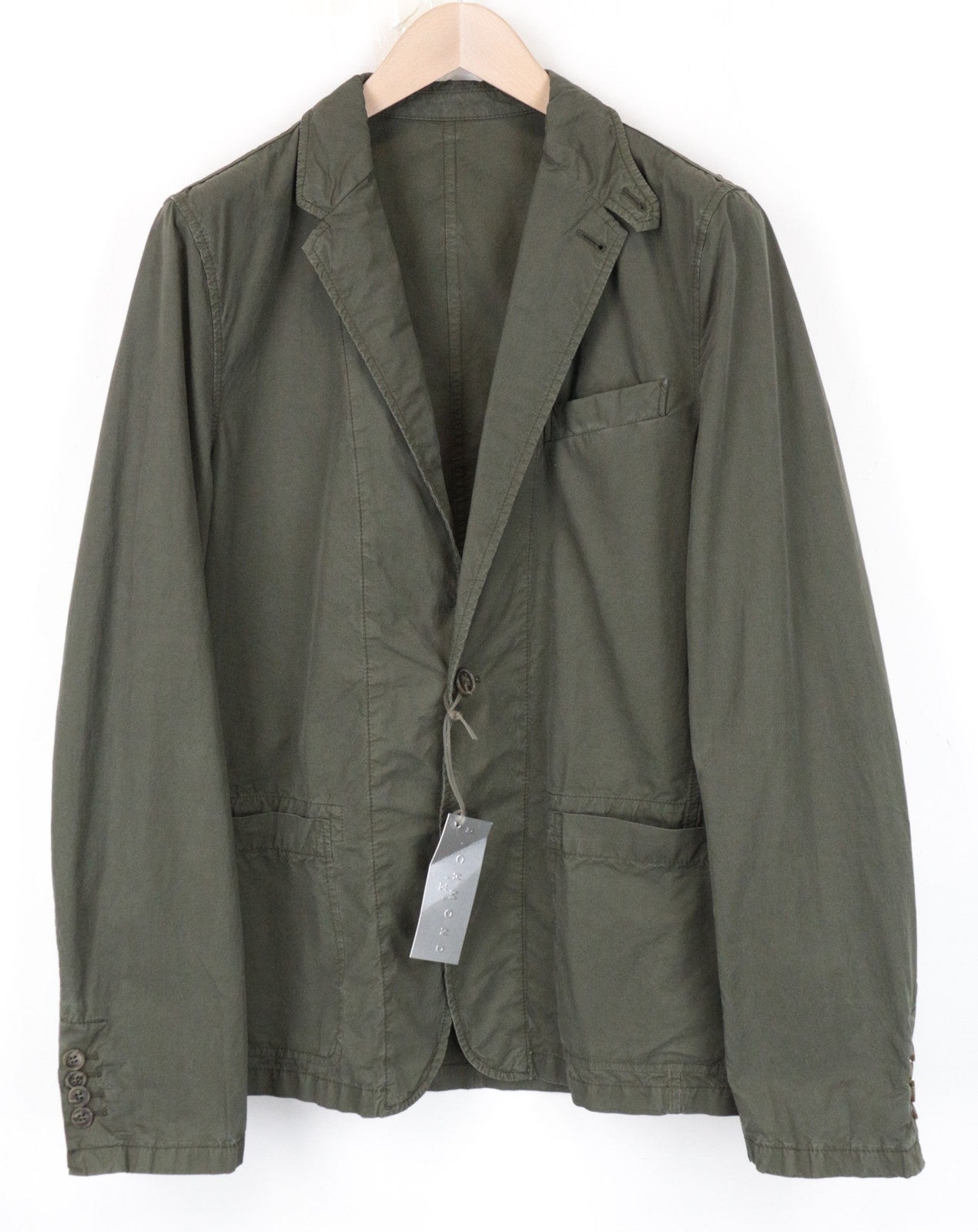 RICHMOND Men Blazer 48 M Green Pure Cotton Unlined Single-Breasted Casual