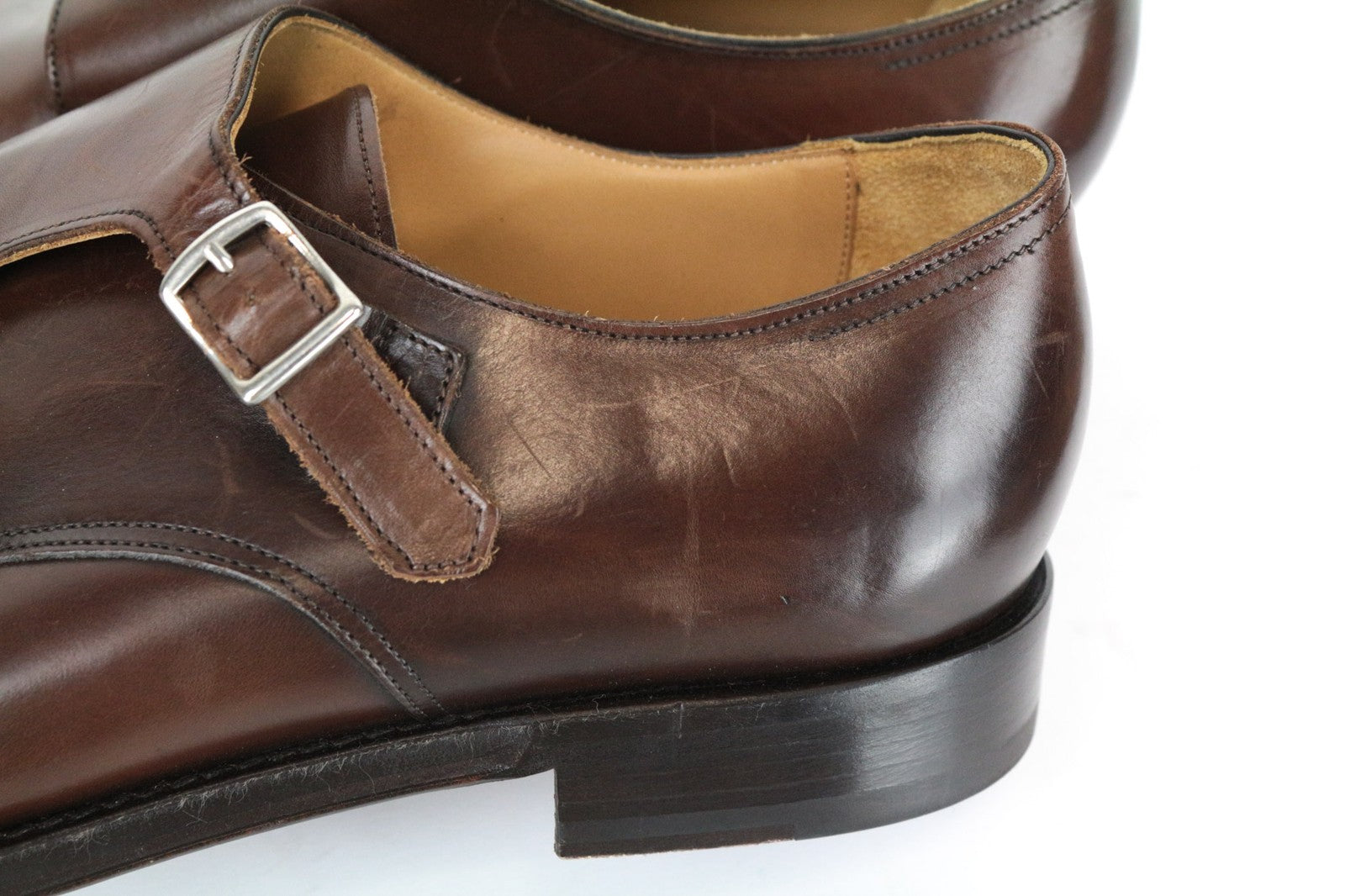 SUITSUPPLY Men Casual Shoes EU44 Brown Double Buckled Genuine Leather Low-Top
