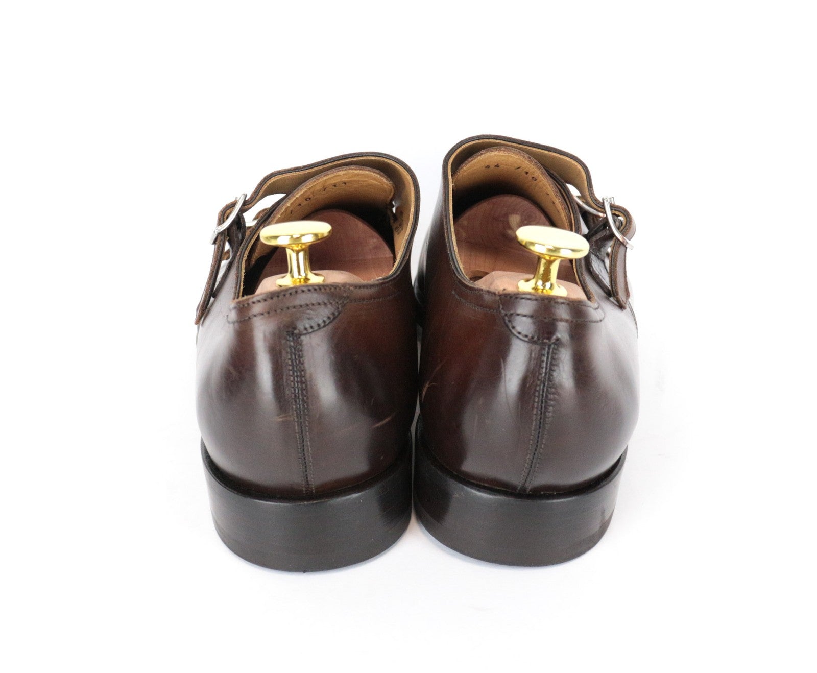 SUITSUPPLY Men Casual Shoes EU44 Brown Double Buckled Genuine Leather Low-Top