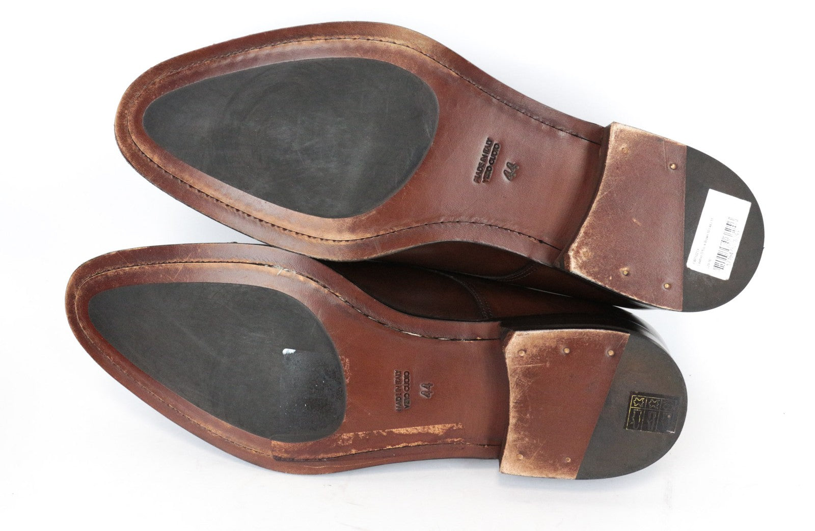 SUITSUPPLY Men Casual Shoes EU44 Brown Double Buckled Genuine Leather Low-Top