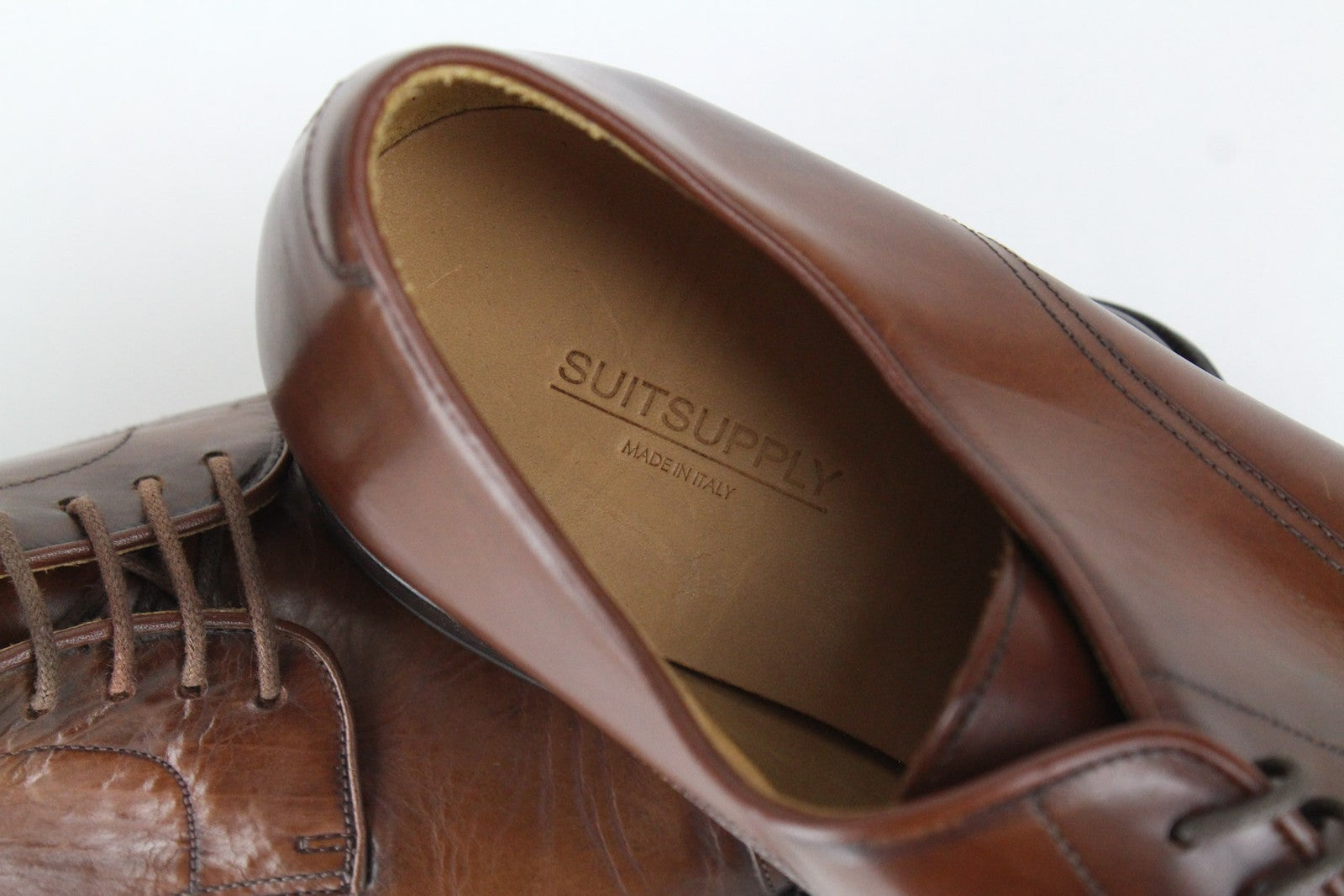 SUITSUPPLY Men Formal Shoes EU42/UK8 Brown Lace-Up Pure Calf Leather Classic
