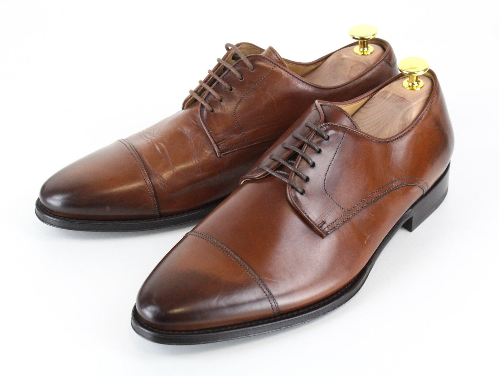 SUITSUPPLY Men Formal Shoes EU42/UK8 Brown Lace-Up Pure Calf Leather Classic