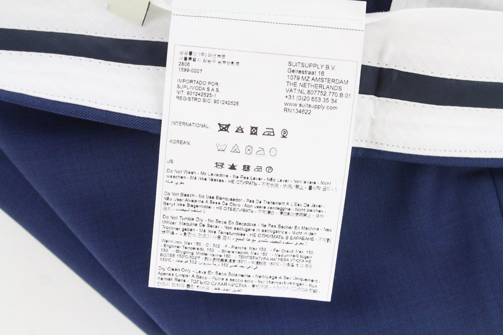 SUITSUPPLY La Spalla Men Suit UK36L Mid-Blue Slim Sharkskin 2-Piece Wool S110s