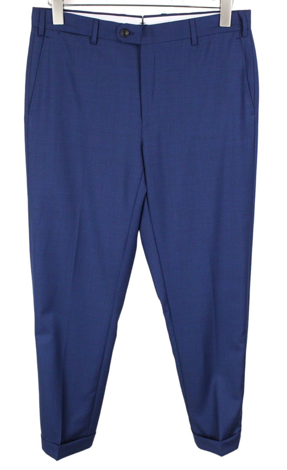 SUITSUPPLY La Spalla Men Suit UK36L Mid-Blue Slim Sharkskin 2-Piece Wool S110s