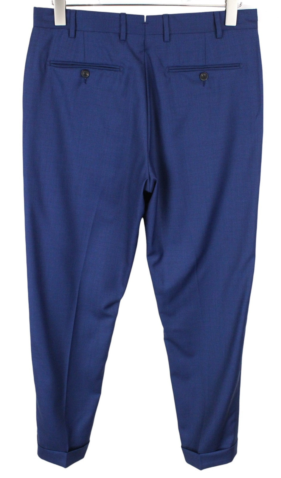 SUITSUPPLY La Spalla Men Suit UK36L Mid-Blue Slim Sharkskin 2-Piece Wool S110s