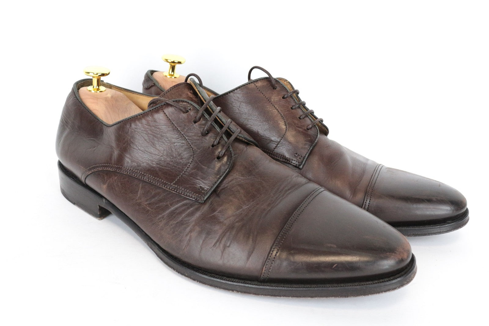 SUITSUPPLY Men Formal Shoes EU43 UK9 Brown Calf Leather Lace-Up Derby Classic