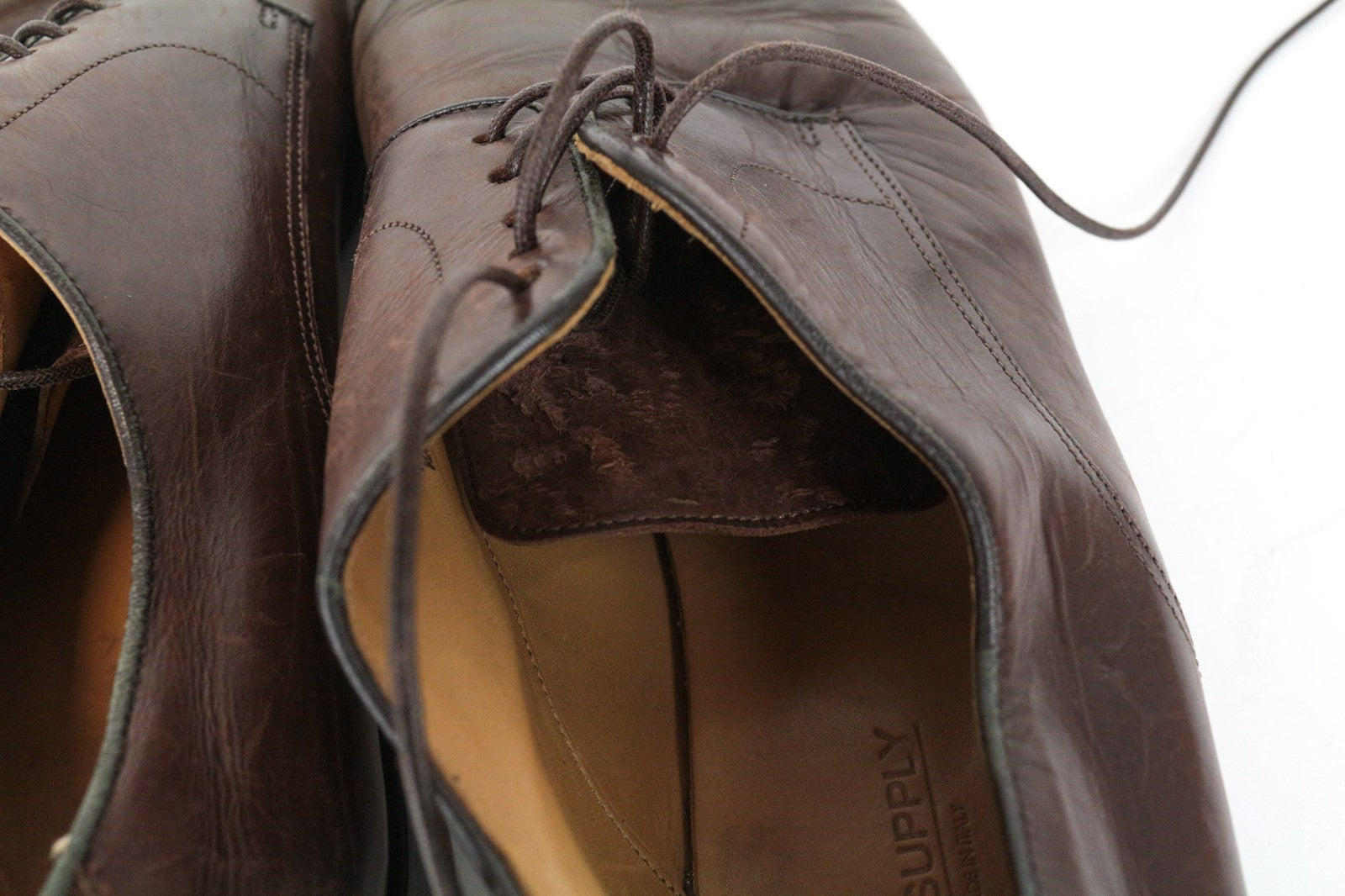 SUITSUPPLY Men Formal Shoes EU43 UK9 Brown Calf Leather Lace-Up Derby Classic