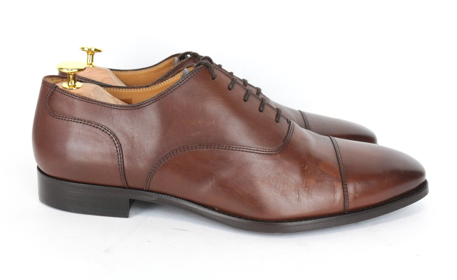 SUITSUPPLY Men Formal Shoes EU44.5 UK10.5 Oxford Brown Leather Lace-Up Classic