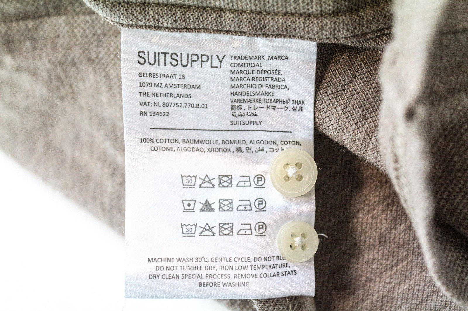 SUITSUPPLY Men T-Shirt 37/38/ 14 1/2/15 Light Brown Extra Slim Pure Cotton Polo