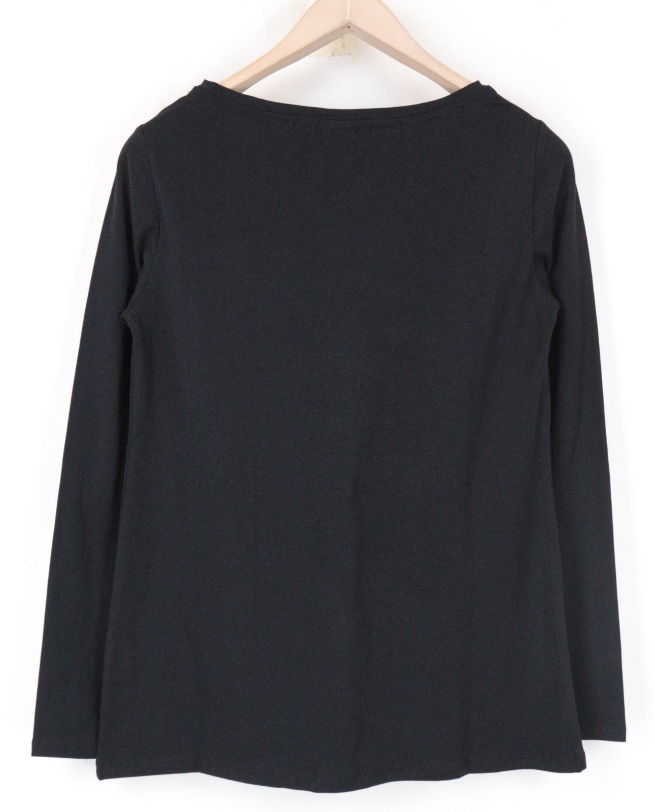 MARINA YACHTING Women T-Shirt S Black Cotton Stretch Studs Long Sleeve Logo