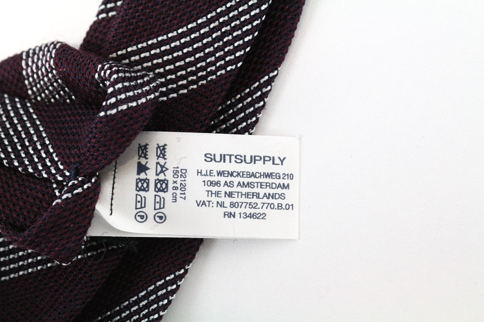 SUITSUPPLY Men Tie 150 x 8 cm Purple Silk Wool Striped Pointed-End Formal