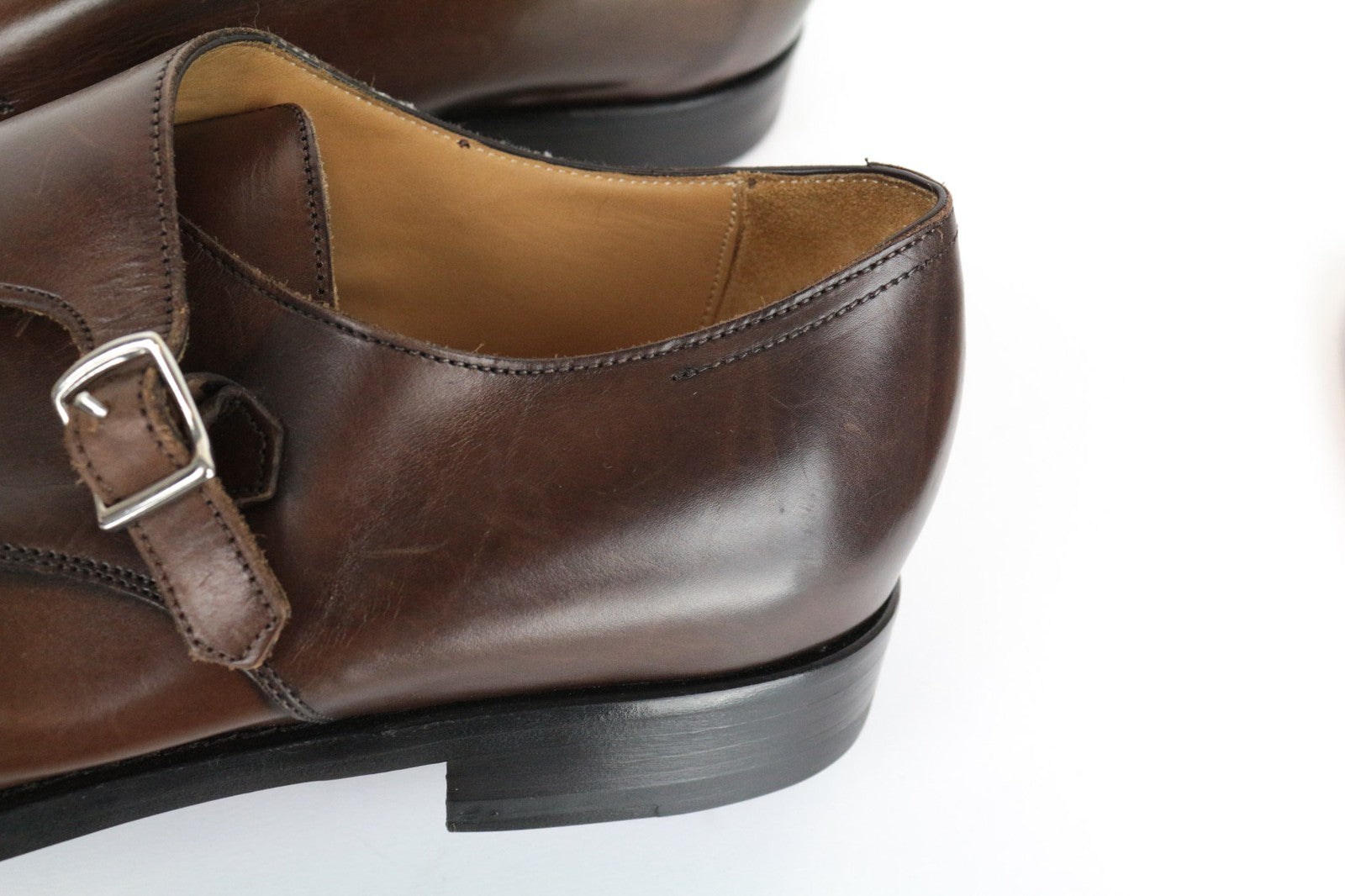 SUITSUPPLY Men Casual Shoes EU43 Brown Leather Double Buckle Classic Formal