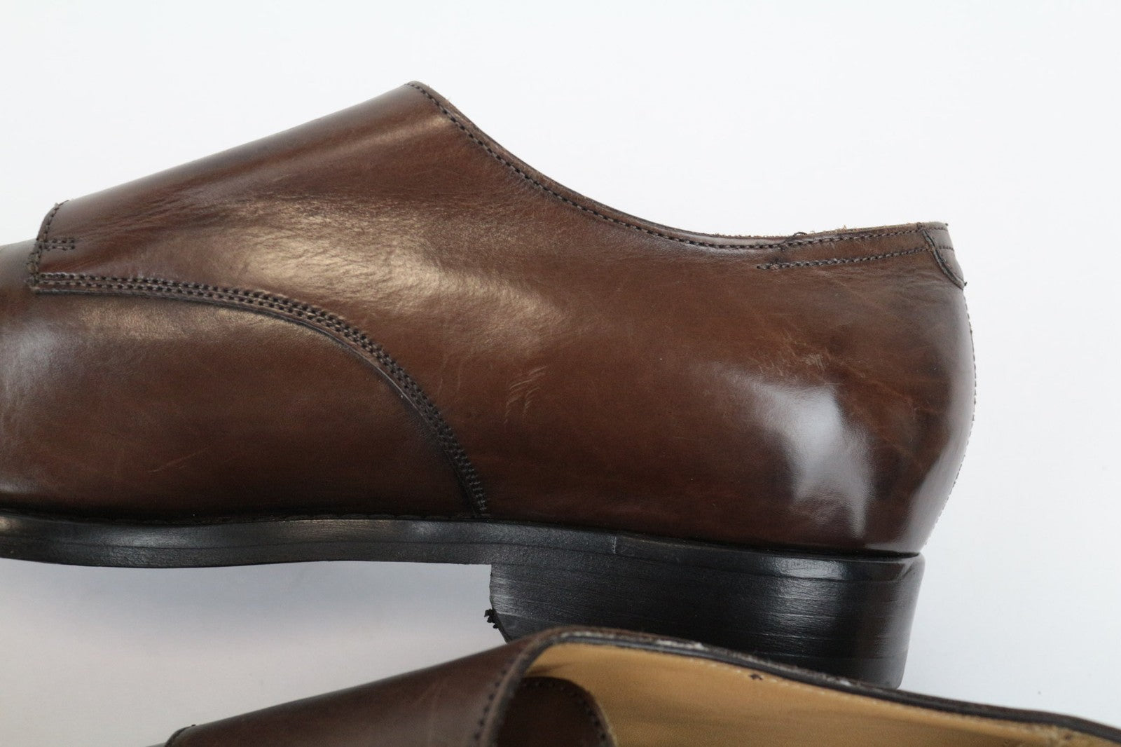 SUITSUPPLY Men Casual Shoes EU43 Brown Leather Double Buckle Classic Formal