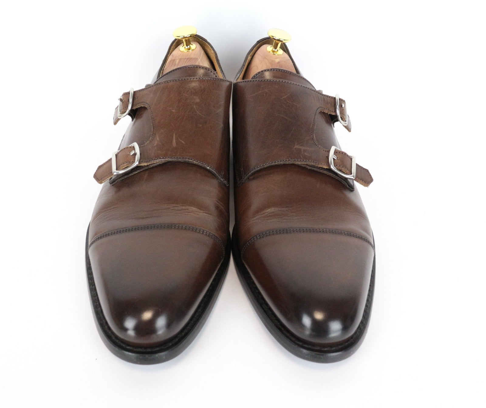SUITSUPPLY Men Casual Shoes EU43 Brown Leather Double Buckle Classic Formal