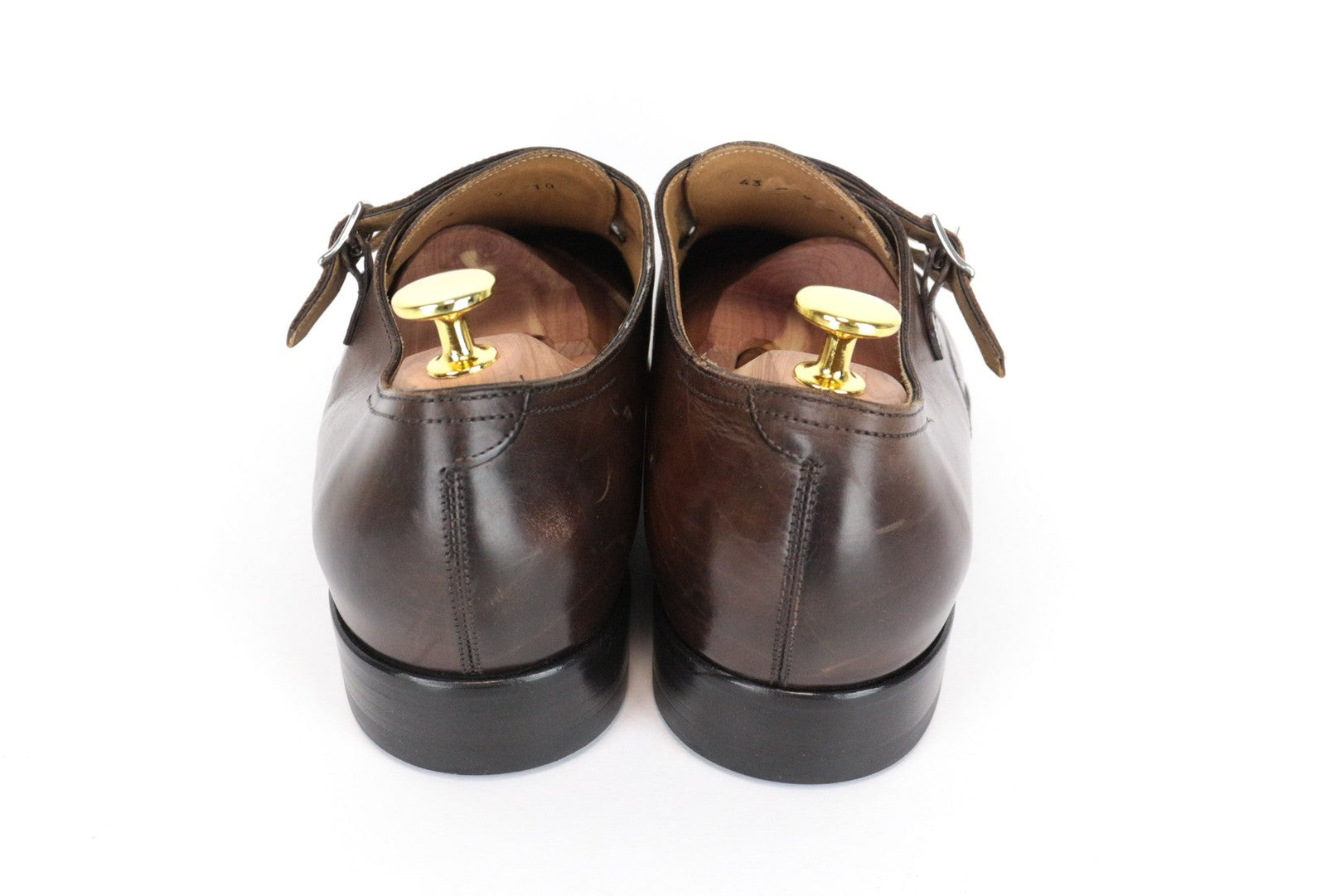 SUITSUPPLY Men Casual Shoes EU43 Brown Leather Double Buckle Classic Formal
