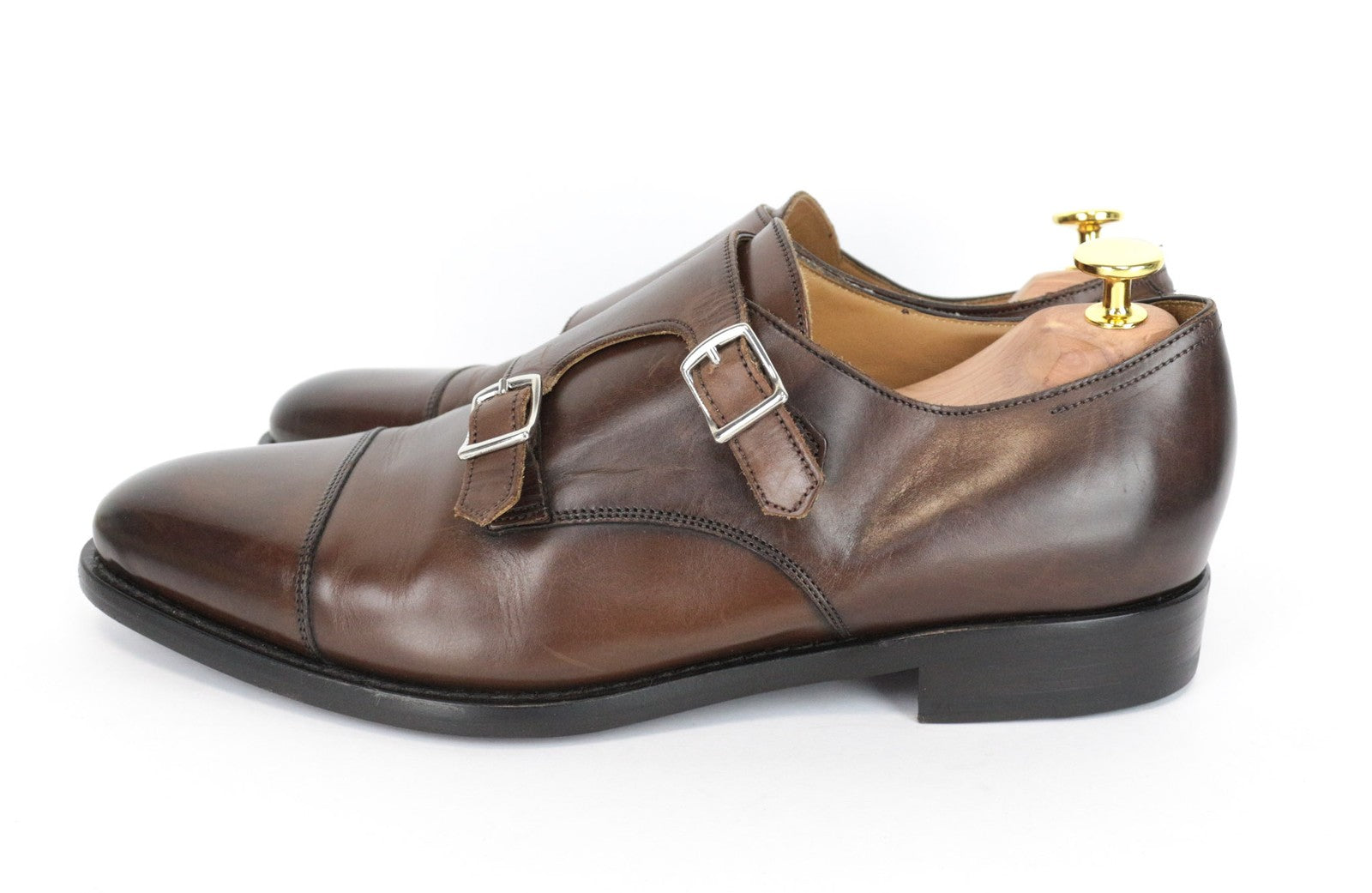 SUITSUPPLY Men Casual Shoes EU43 Brown Leather Double Buckle Classic Formal