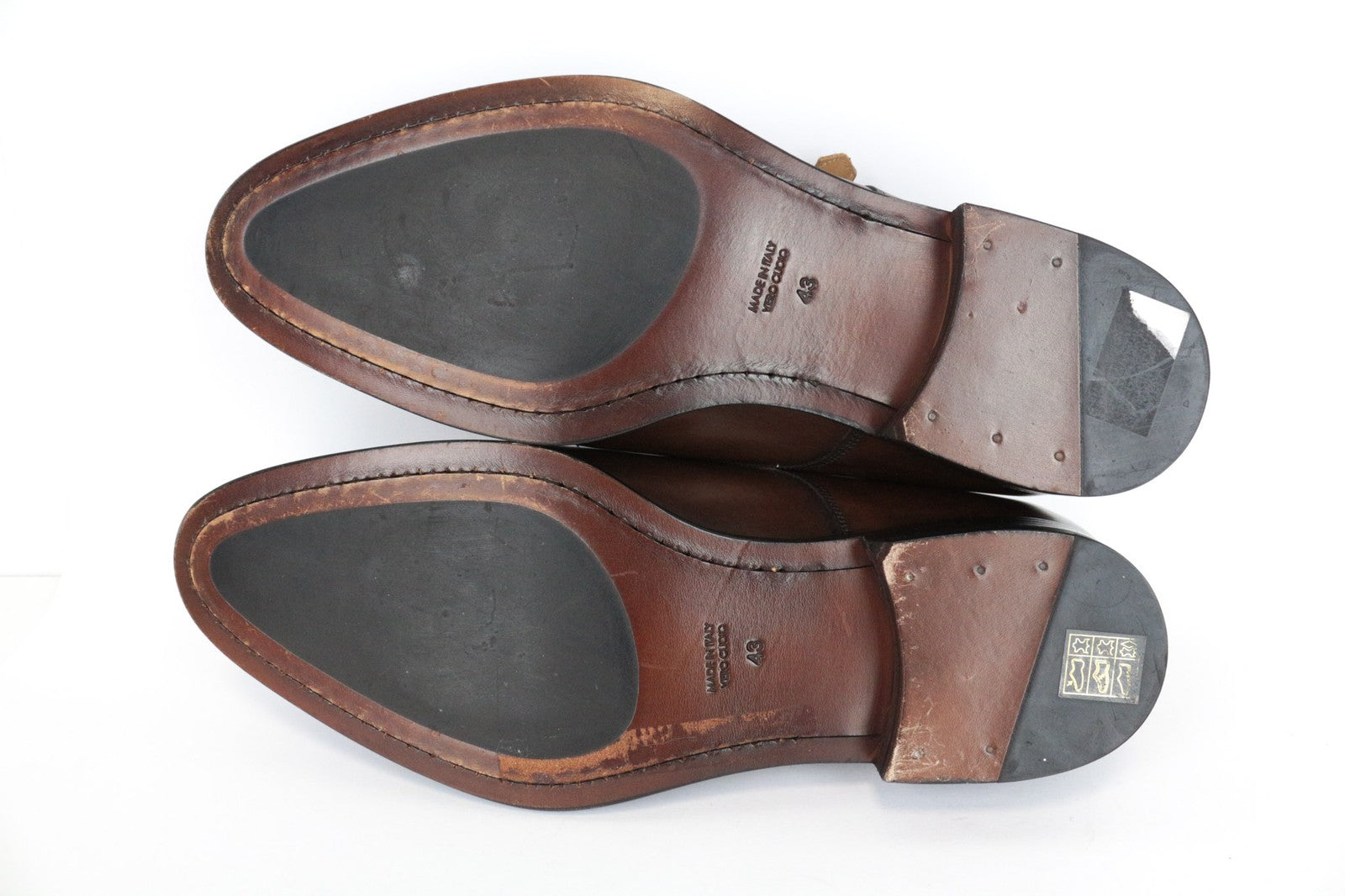 SUITSUPPLY Men Casual Shoes EU43 Brown Leather Double Buckle Classic Formal