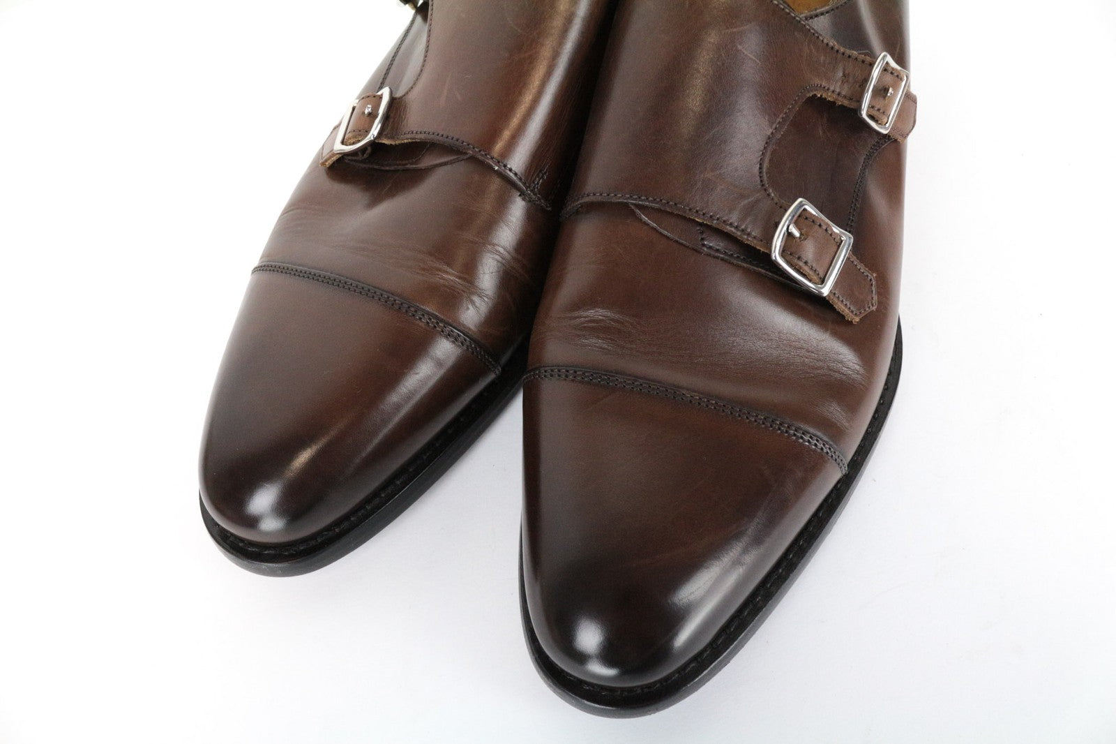 SUITSUPPLY Men Casual Shoes EU43 Brown Leather Double Buckle Classic Formal
