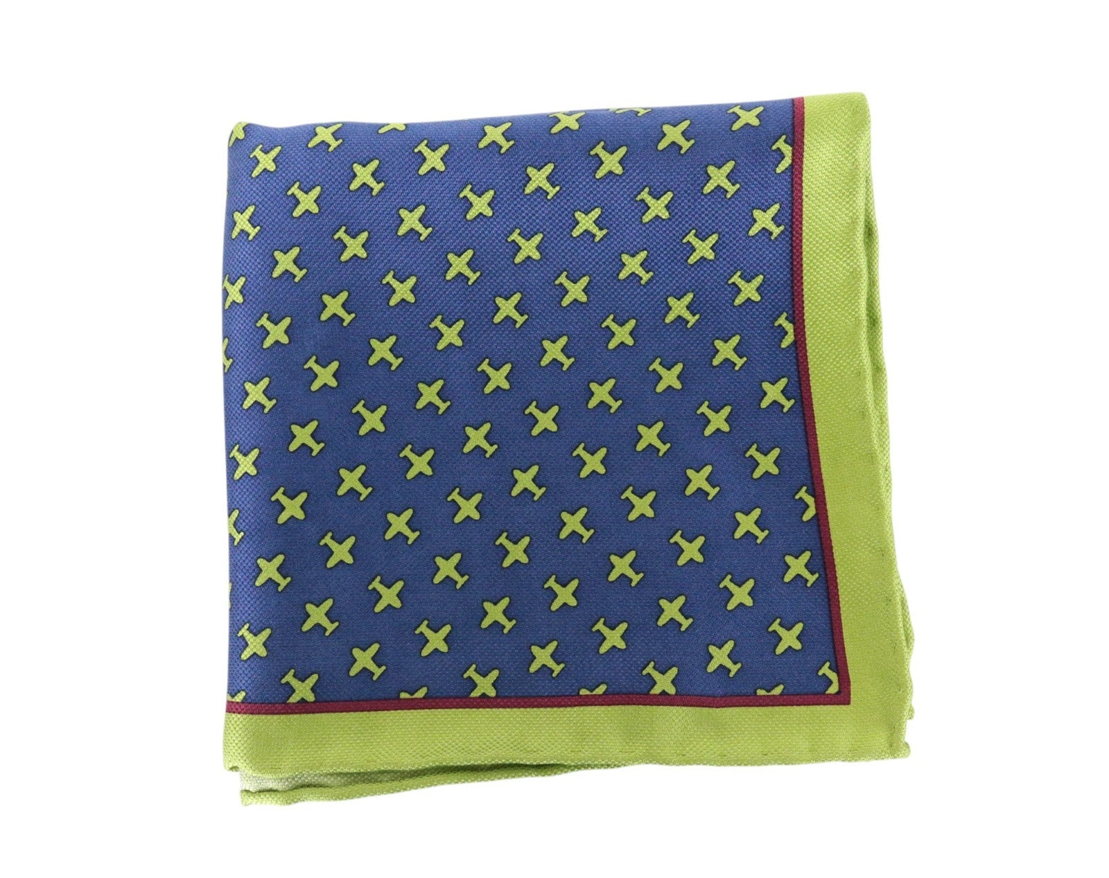 SUITSUPPLY Men Handkerchief 33 x 33 cm Blue Green Silk Patterned Pocket Square