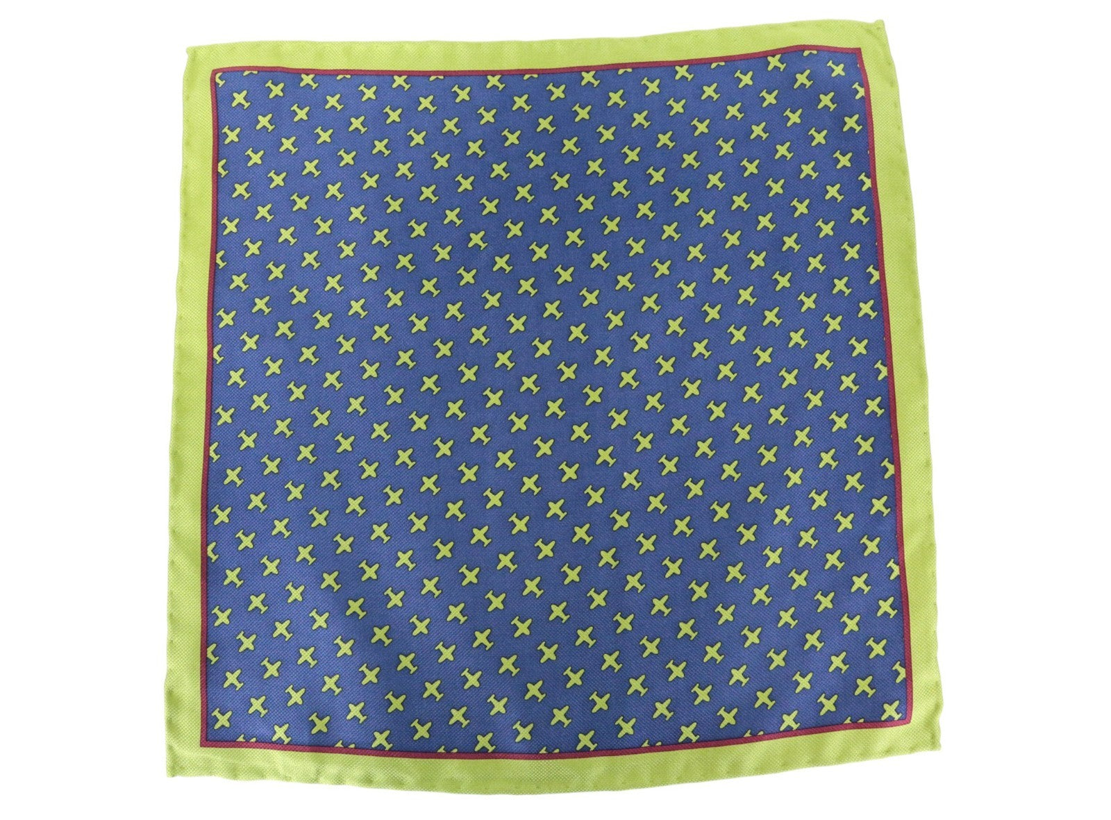 SUITSUPPLY Men Handkerchief 33 x 33 cm Blue Green Silk Patterned Pocket Square