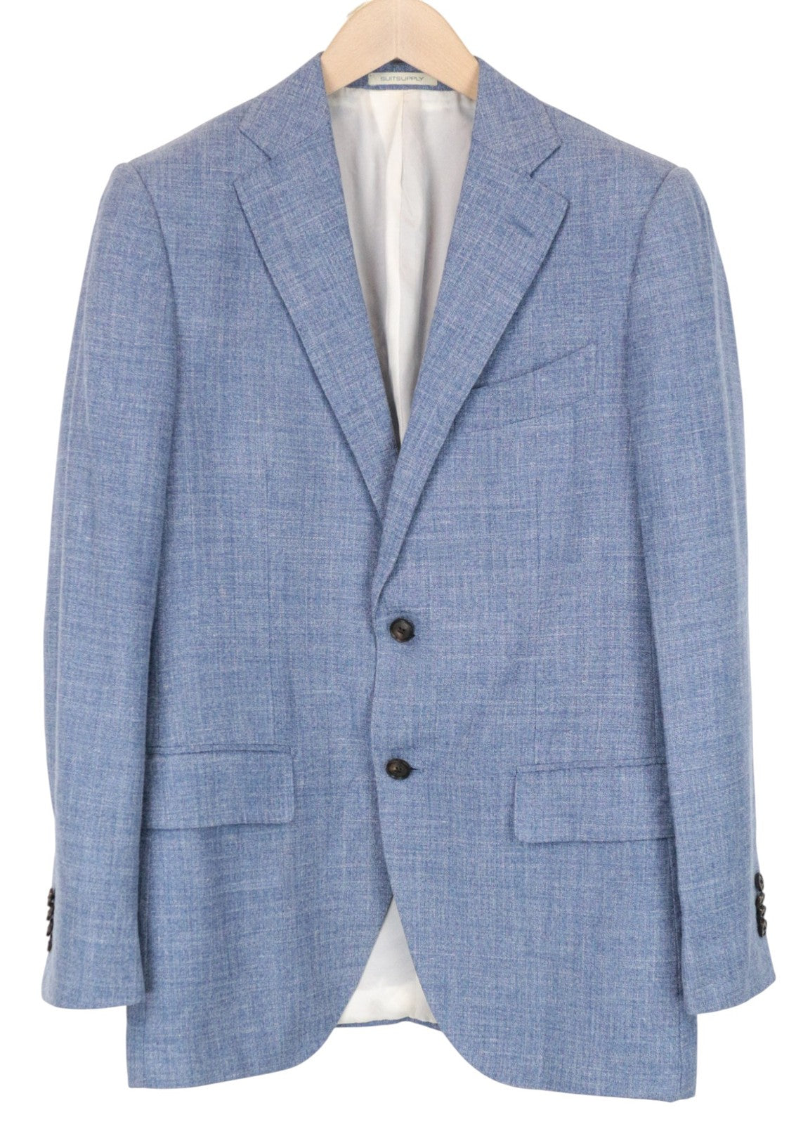 SUITSUPPLY Lazio Men Suit UK38R Classic Slim Wool Silk Linen Blue 2 Piece