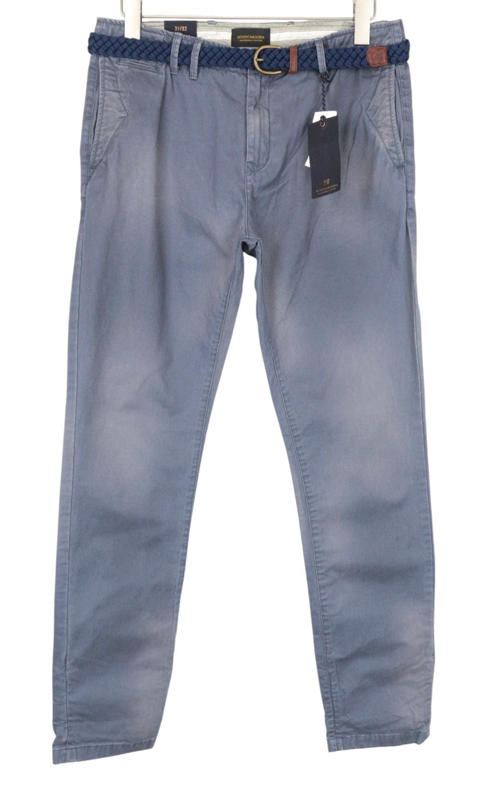 SCOTCH & SODA Warren Men Trousers W32/L32 Blue Relaxed Slim Pure Cotton Washed