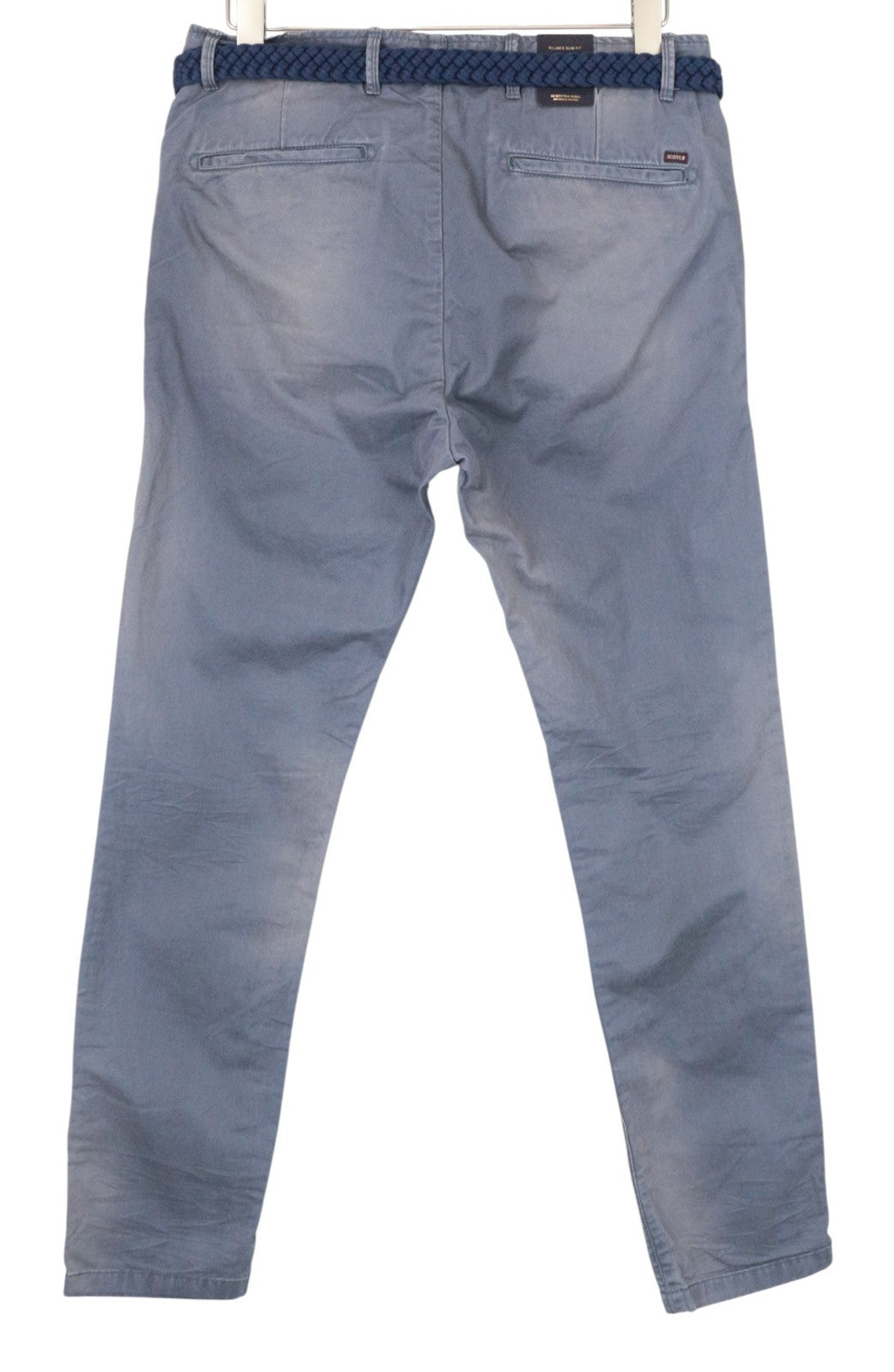 SCOTCH & SODA Warren Men Trousers W32/L32 Blue Relaxed Slim Pure Cotton Washed