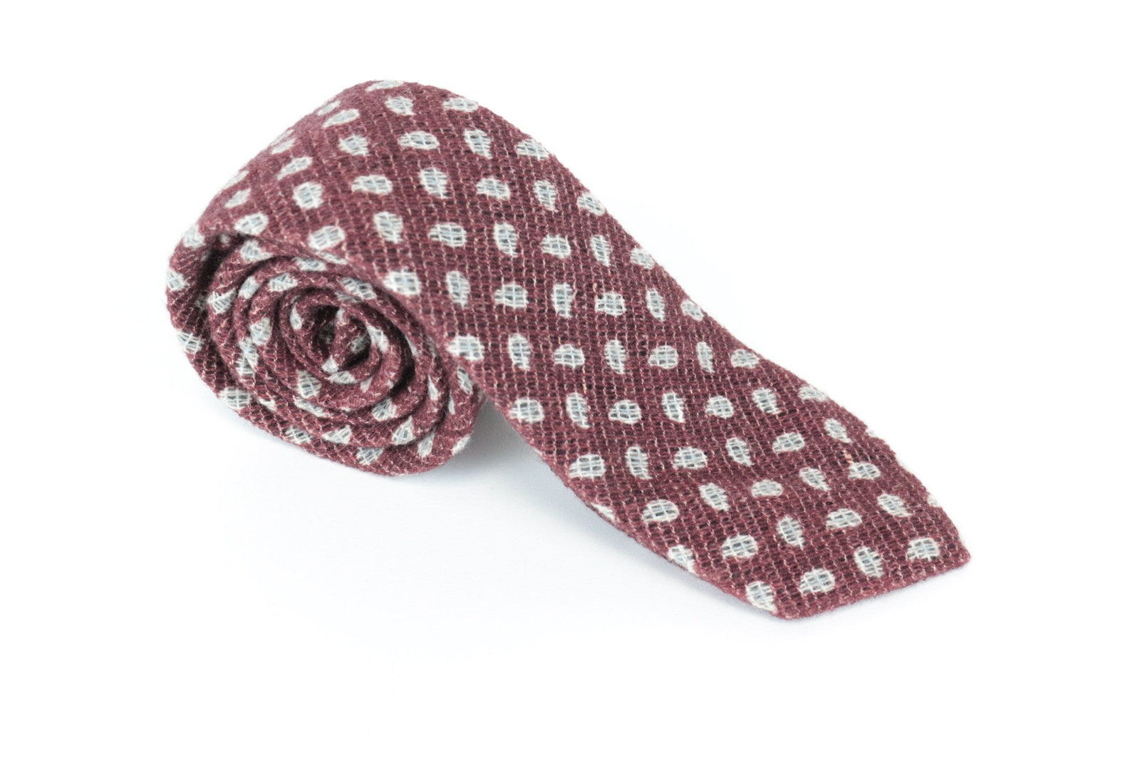 SUITSUPPLY Men Tie 150 x 8 cm Red Pointed-End Graphic Wool Linen Cashmere Mix