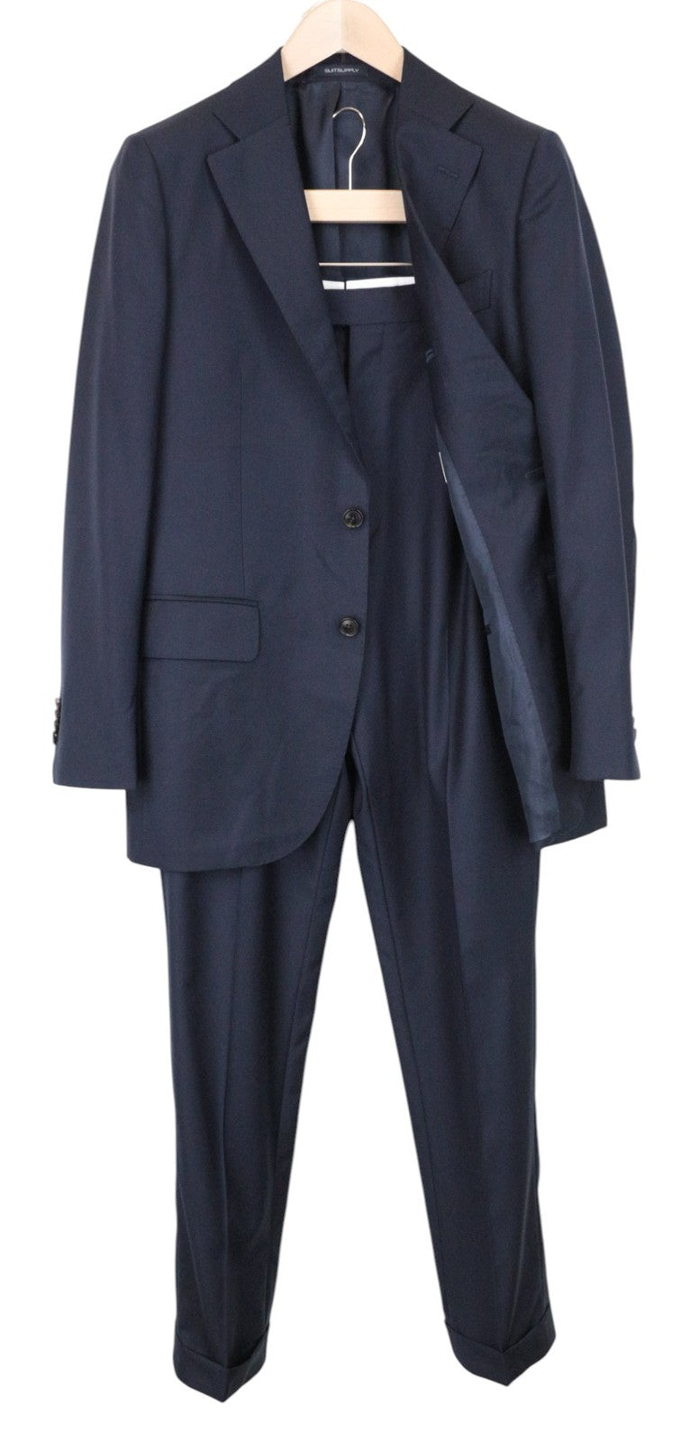 SUITSUPPLY La Spalla Men Suit UK38R Blue Slim 2-Piece Pure Wool S110 Formal