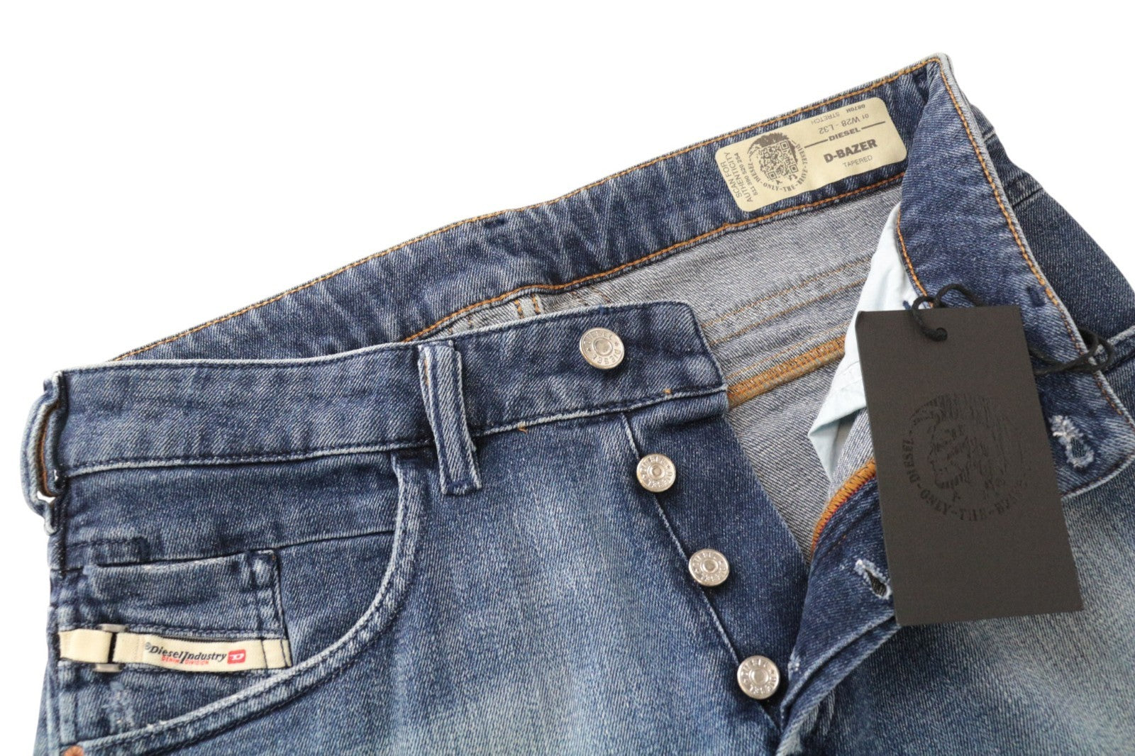 DIESEL D-Bazer 0870H Men Jeans W28/L32 Tapered Fit Cotton Stretch Washed Blue