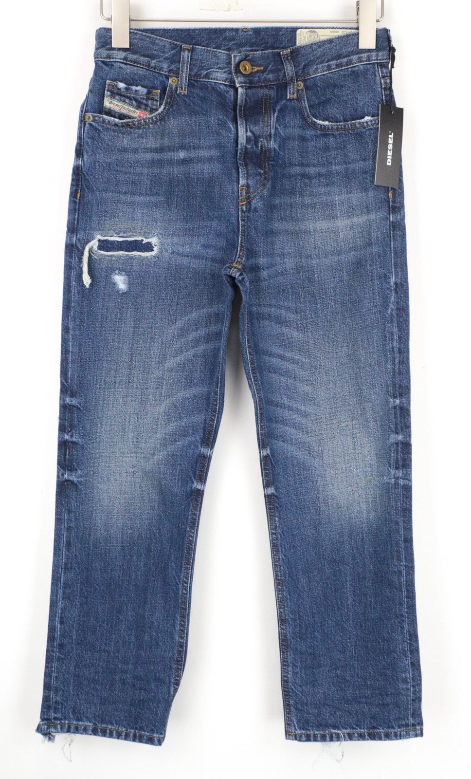 DIESEL Aryel 080AH Women Jeans W24/L32 Girls Ripped Straight Blue Pure Cotton