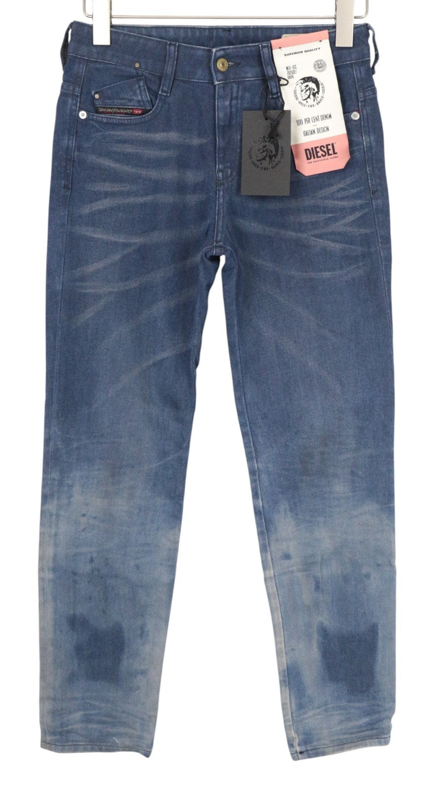 DIESEL D-Rifty 0870I Women Jeans W25/L32 Slim Blue Cotton Stretch Stained Effect