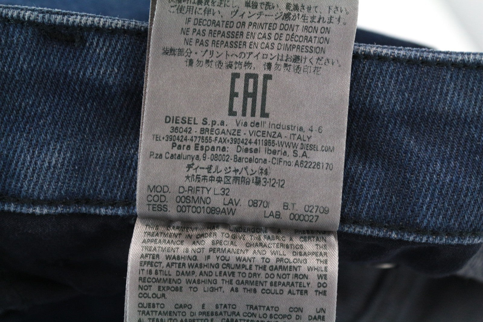 DIESEL D-Rifty 0870I Women Jeans W25/L32 Slim Blue Cotton Stretch Stained Effect
