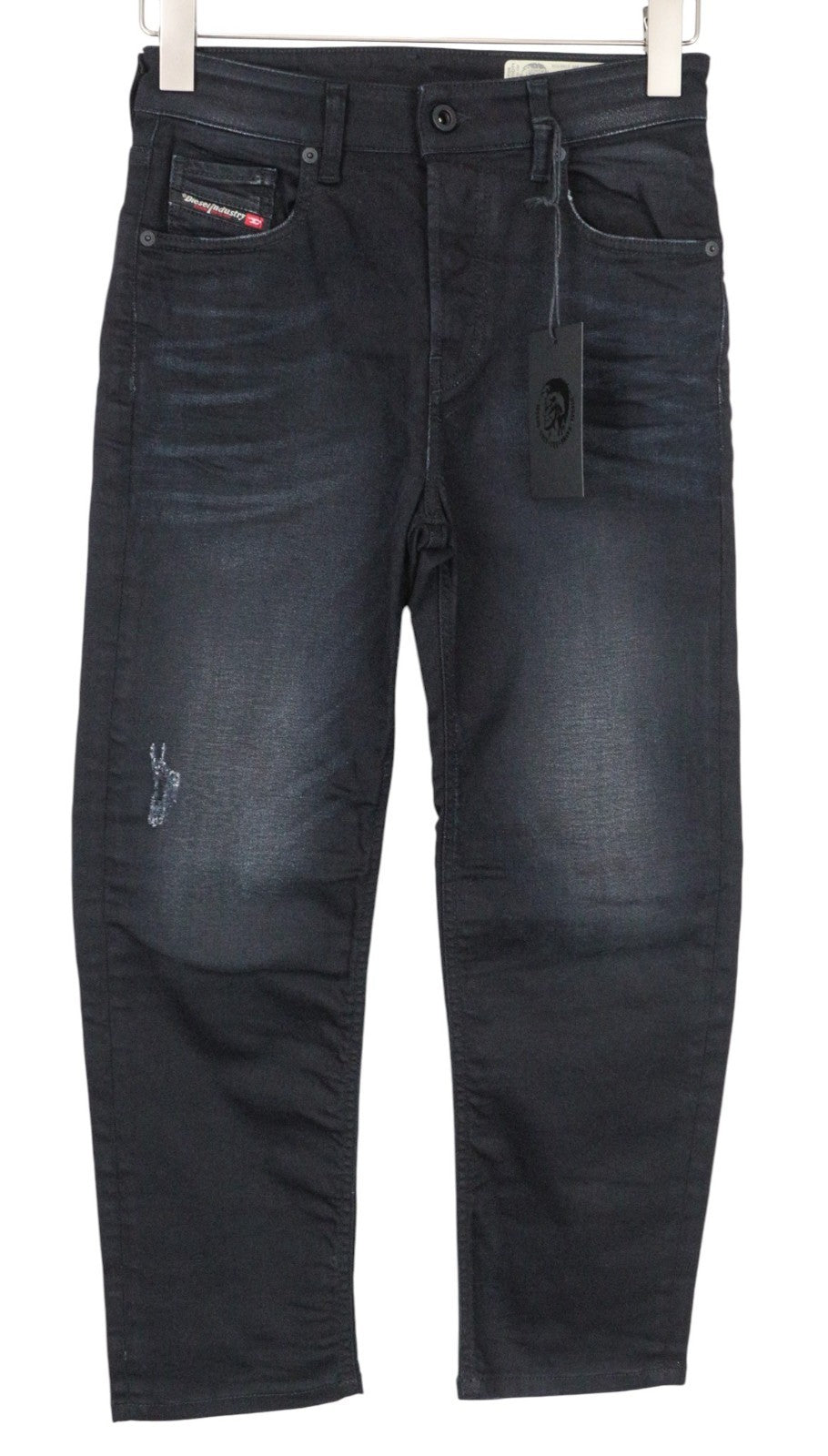 DIESEL Aryel 0679R Women Jeans W24/L30 Straight Fit Washed Black Cotton Stretch