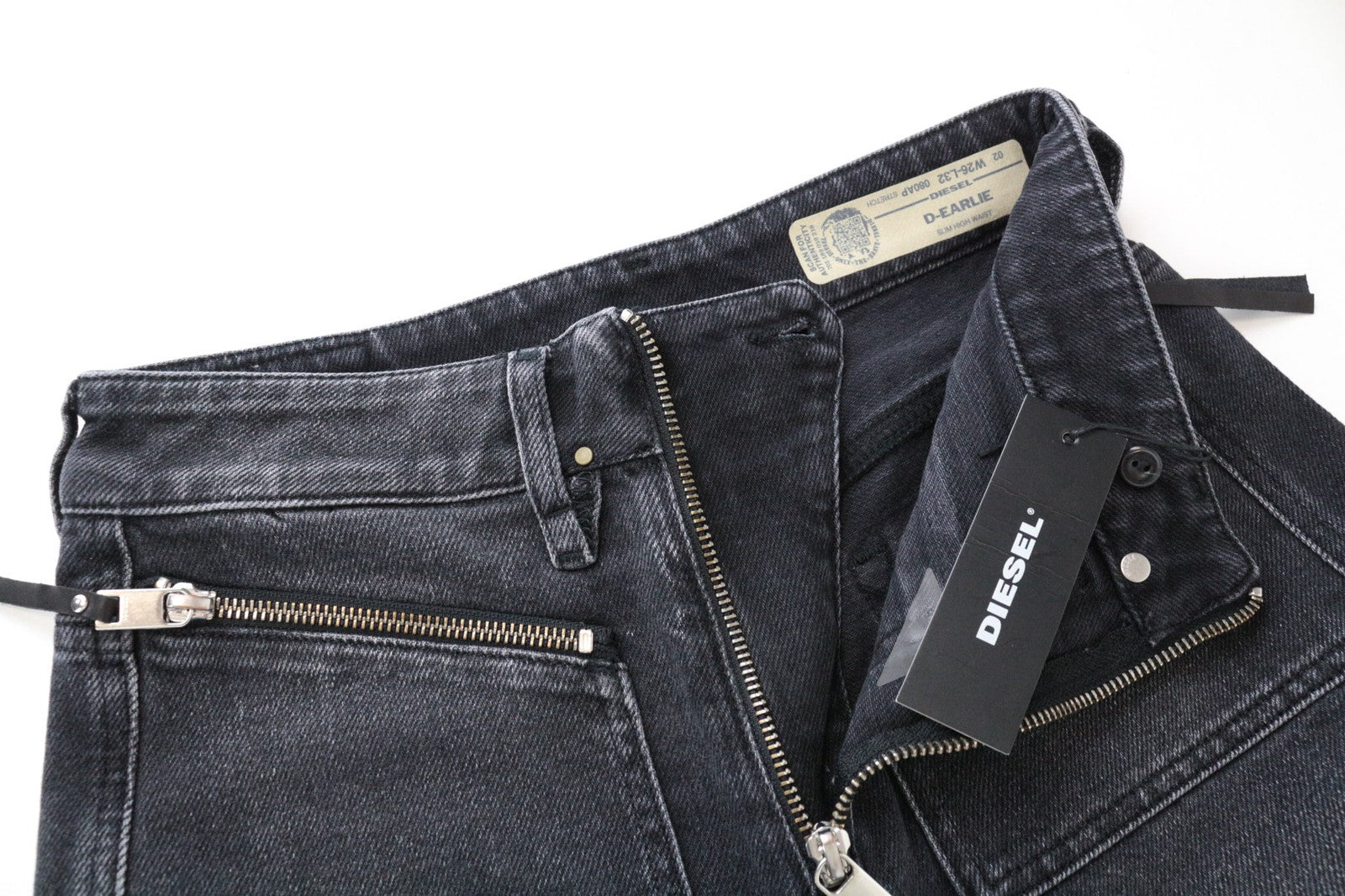 DIESEL D-Earlie 080AP Women Jeans W26/L32 Slim Grey Cotton Stretch High Waist