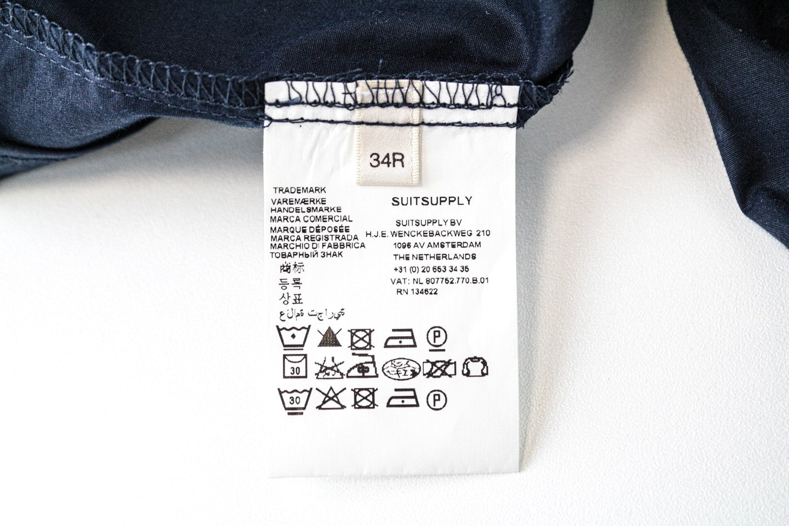 SUISTUDIO Women Shirt 34R XS Navy Blue Frilled Sleeves Cotton Linen Classic