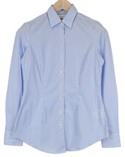 SUISTUDIO Women Shirt 34R XS Blue Pure Cotton Striped Long Sleeved Classic
