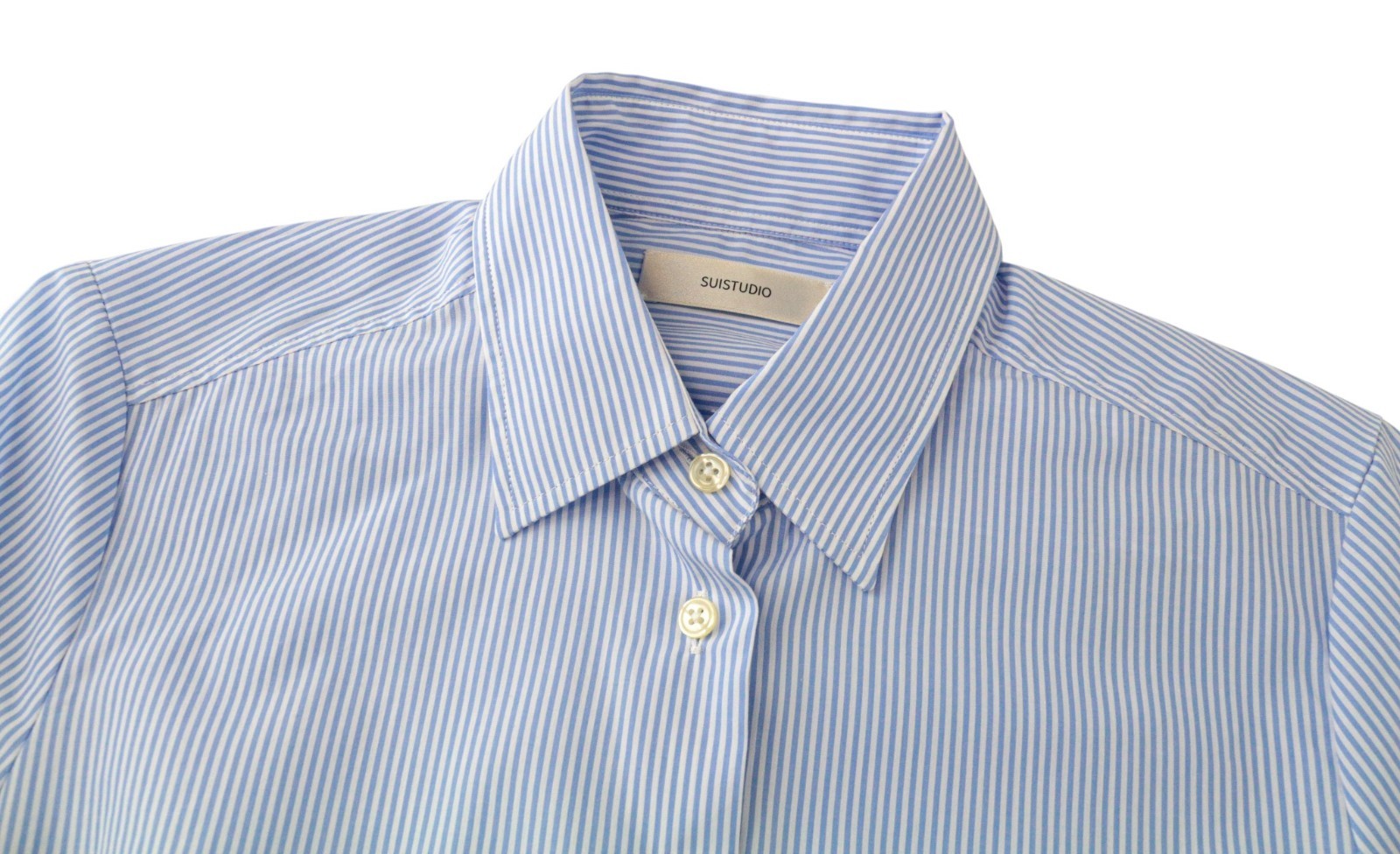 SUISTUDIO Women Shirt 34R XS Blue Pure Cotton Striped Long Sleeved Classic