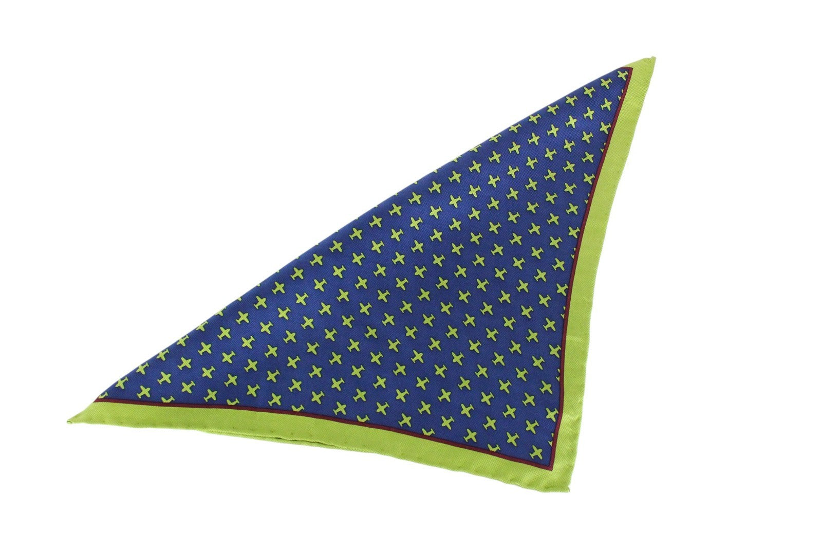 SUITSUPPLY Men Handkerchief 33 x 33 cm Blue Pure Silk Green Plane Patterned