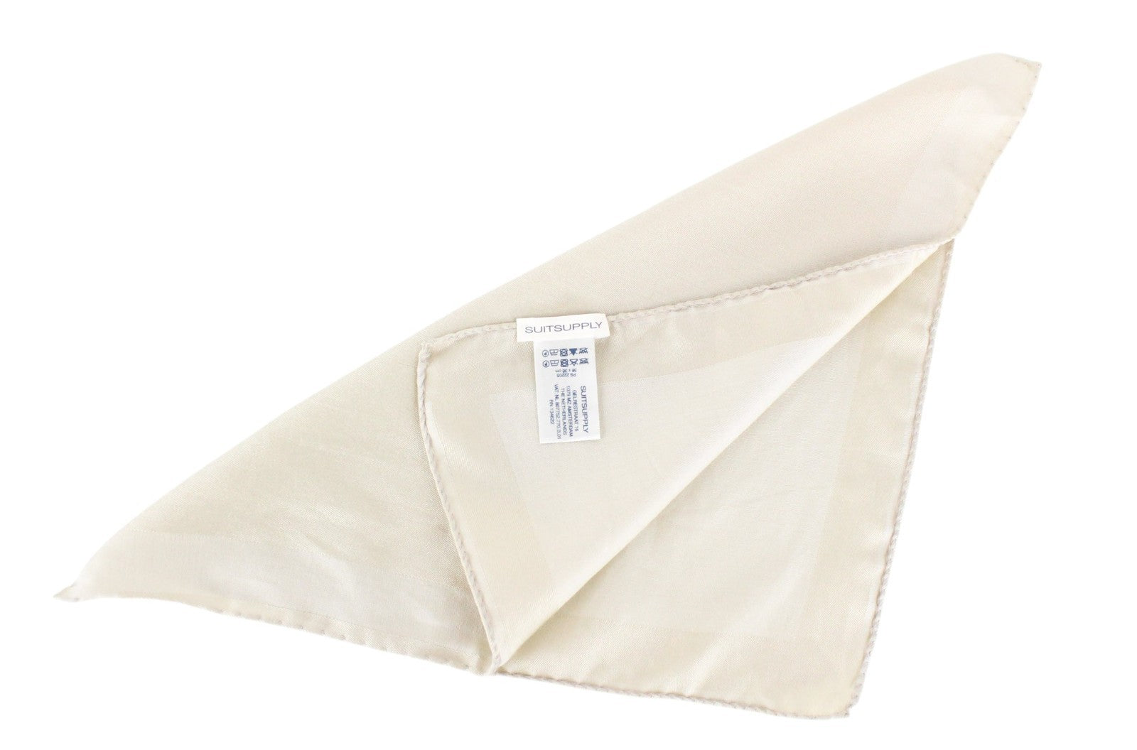 SUITSUPPLY Men Handkerchief 36 x 36 cm Beige Brown Lightweight Silk Cotton