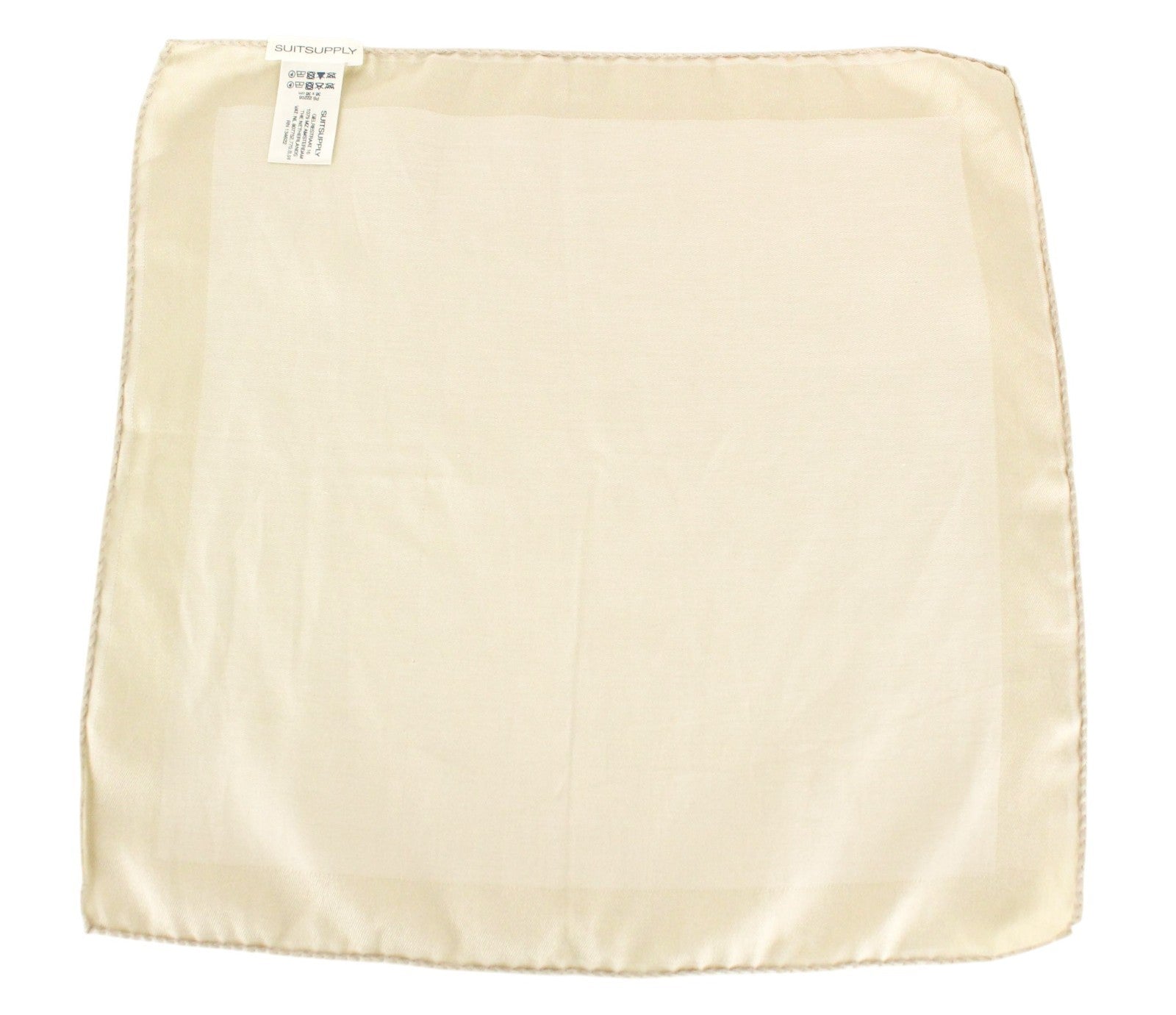 SUITSUPPLY Men Handkerchief 36 x 36 cm Beige Brown Lightweight Silk Cotton