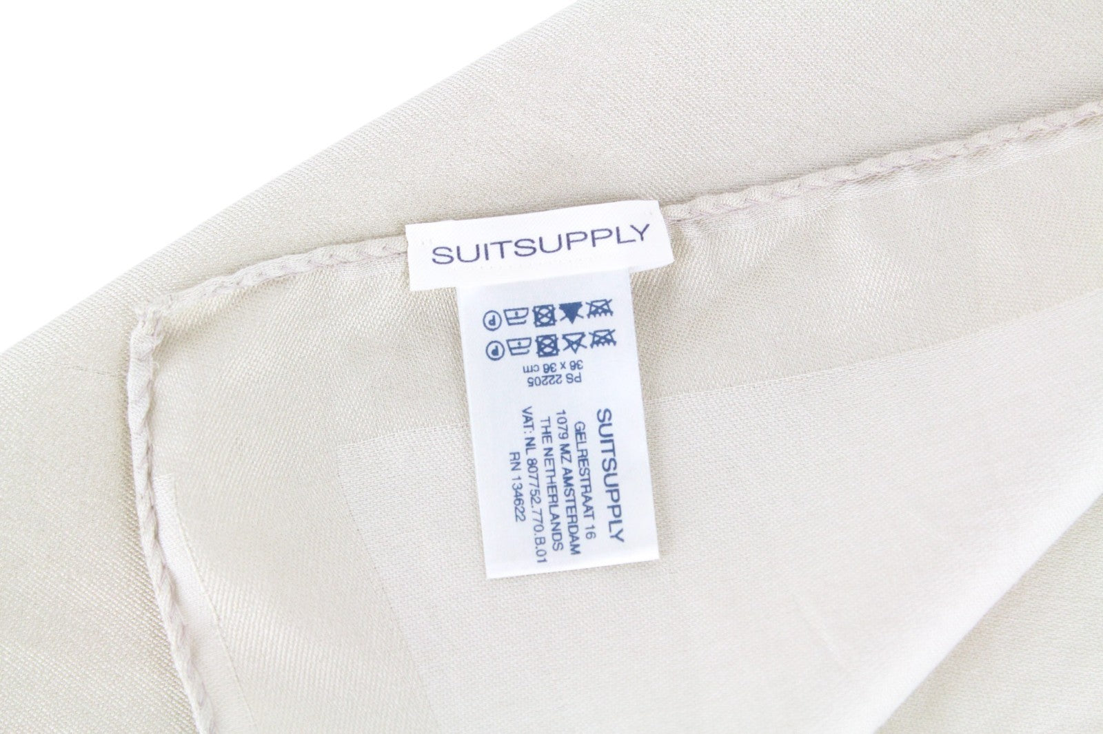 SUITSUPPLY Men Handkerchief 36 x 36 cm Beige Brown Lightweight Silk Cotton