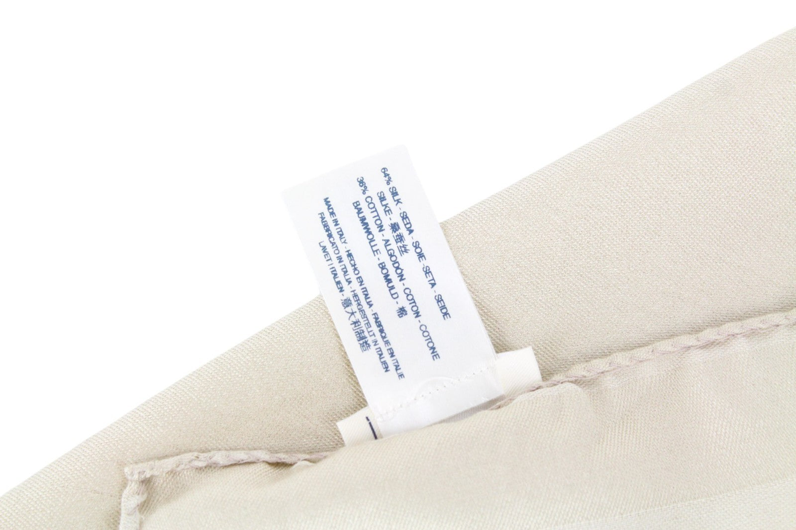 SUITSUPPLY Men Handkerchief 36 x 36 cm Beige Brown Lightweight Silk Cotton