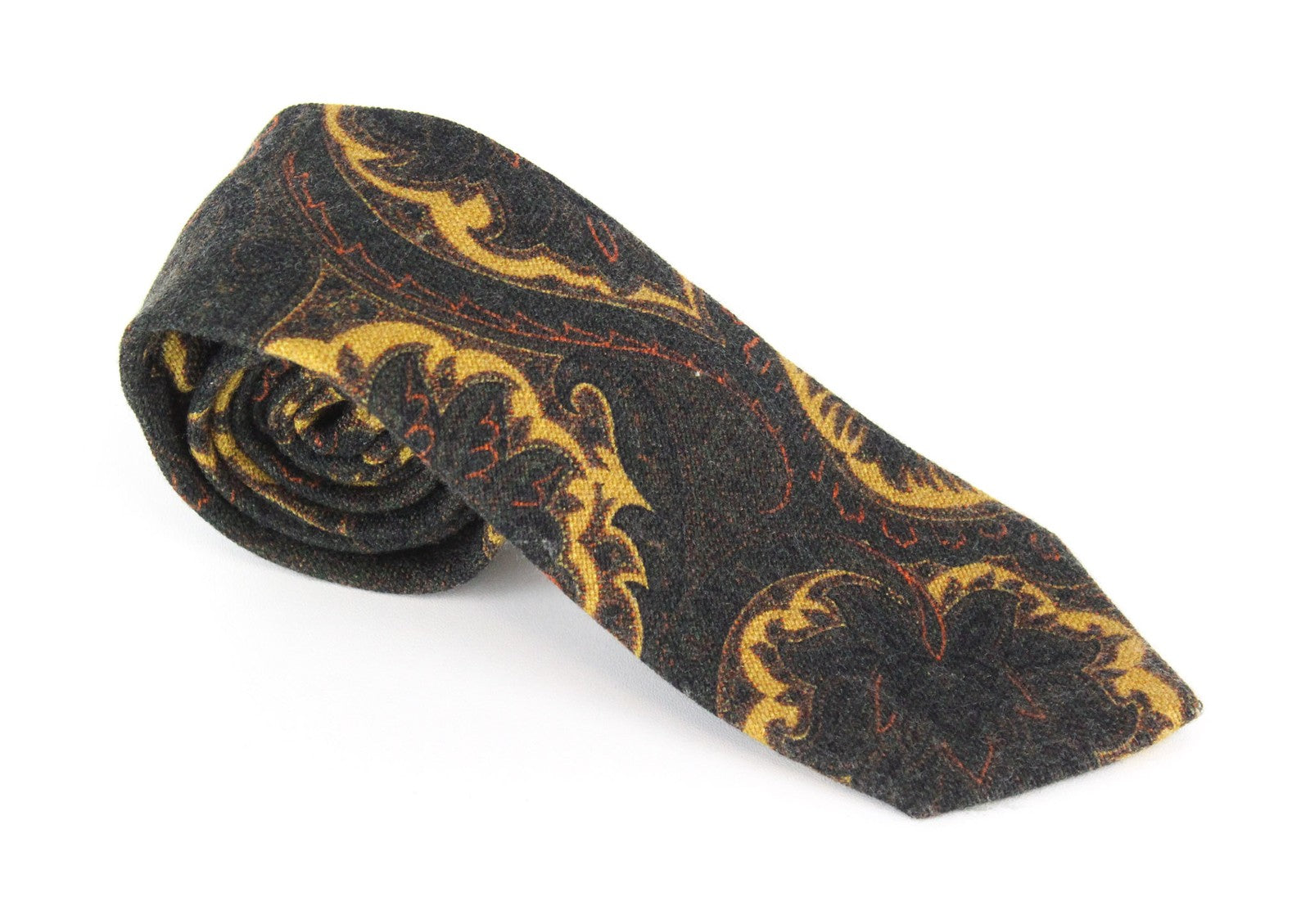 SUITSUPPLY Men Tie 150 x 8 cm Dark Green Pure Wool Pattern Pointed-End Classic