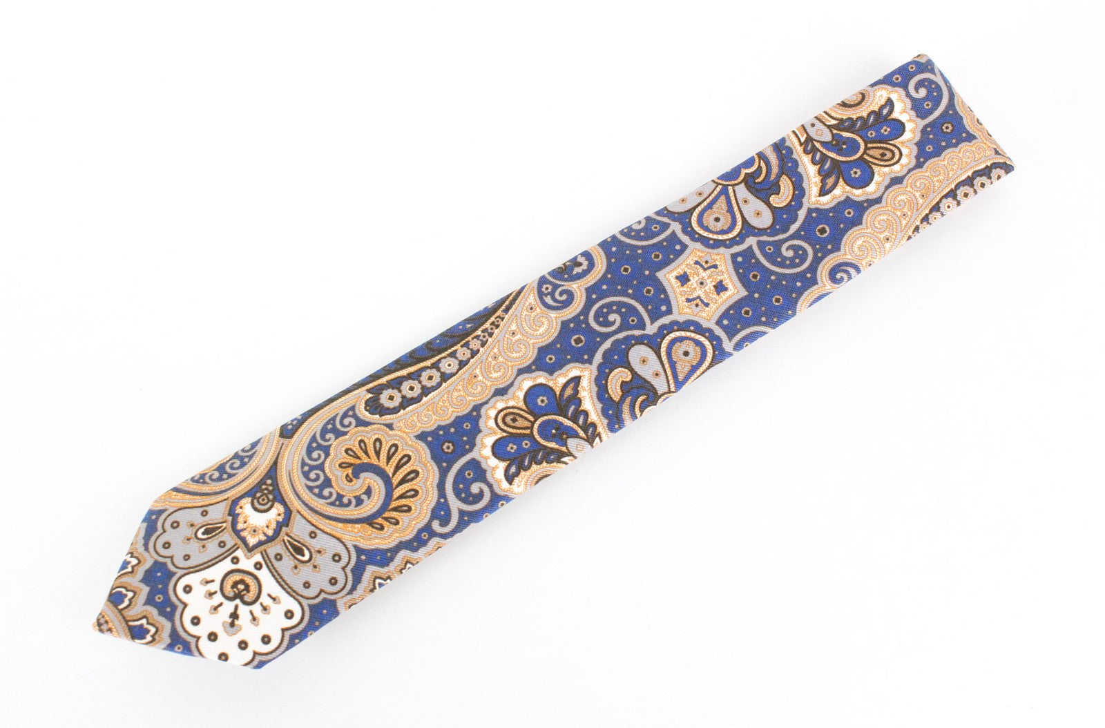 SUITSUPPLY Men Tie 150 x 8 cm Blue Beige Oriental Pattern Cotton Silk Formal