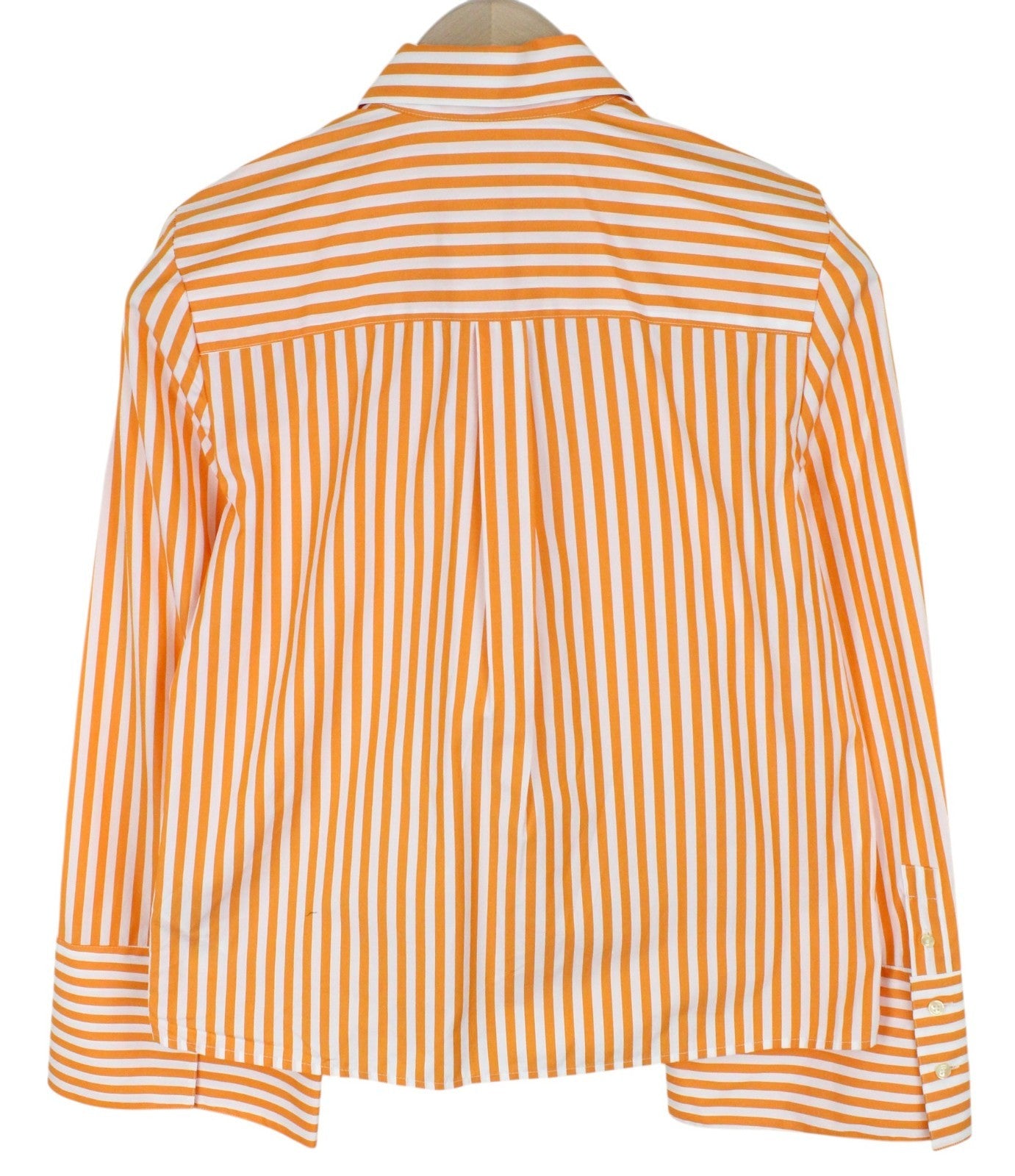 SUISTUDIO Curtis Women Shirt UK8R XS Orange Cotton Striped Button Flare Sleeved