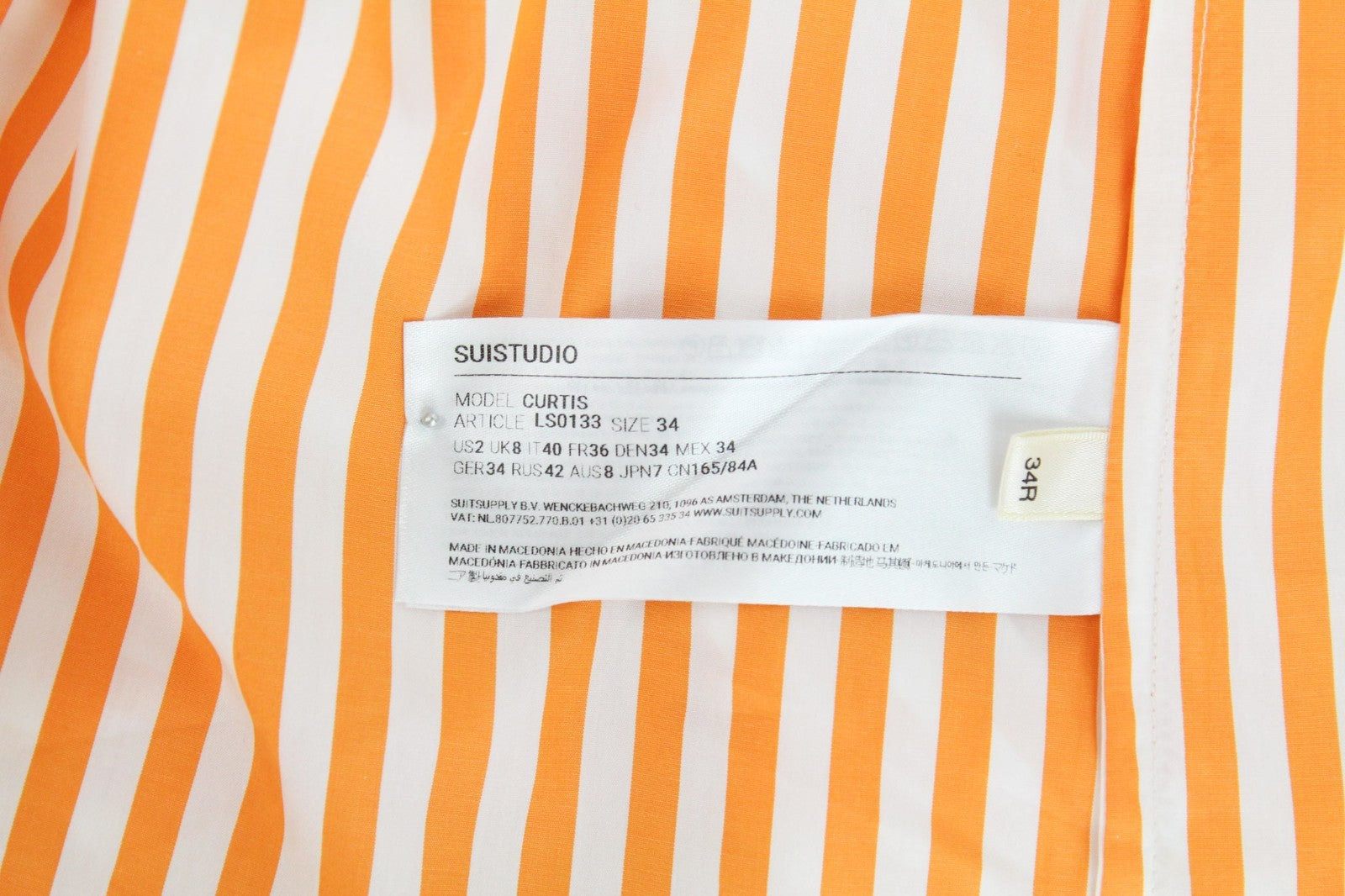 SUISTUDIO Curtis Women Shirt UK8R XS Orange Cotton Striped Button Flare Sleeved