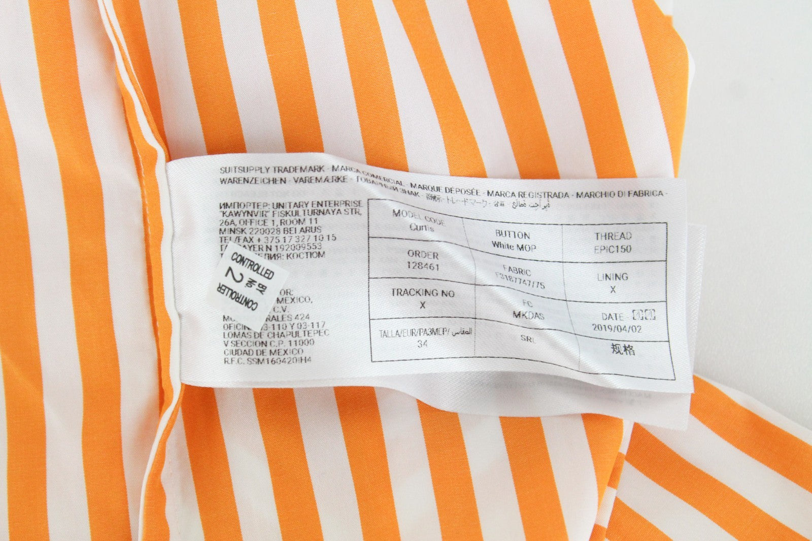 SUISTUDIO Curtis Women Shirt UK8R XS Orange Cotton Striped Button Flare Sleeved