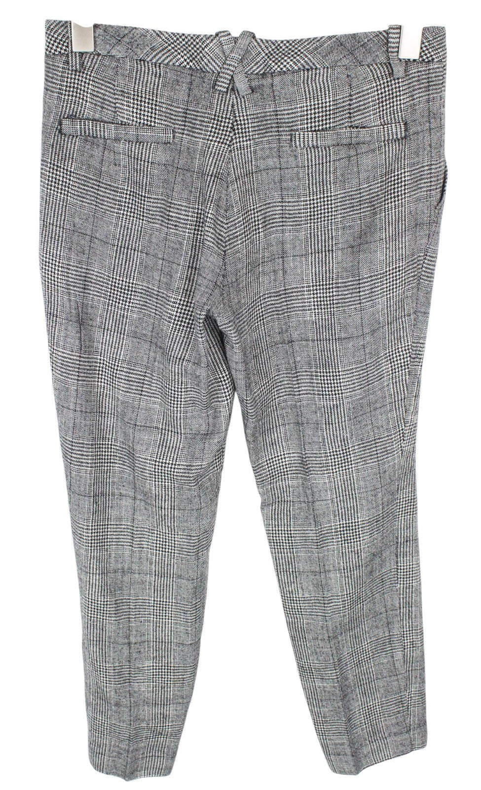 SUISTUDIO Grey Women Trousers UK10S W31 Grey Wool Silk Linen Pleated Checked
