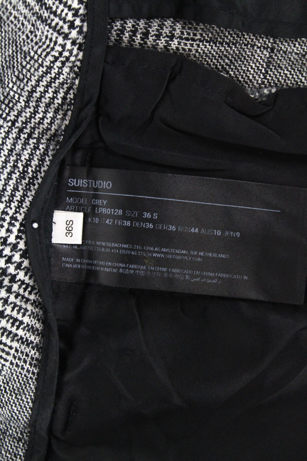 SUISTUDIO Grey Women Trousers UK10S W31 Grey Wool Silk Linen Pleated Checked